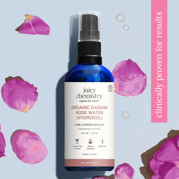 Juicy Chemistry Organic Damask Rose Water (Hydrosol) | Indian product Online Shopping Store