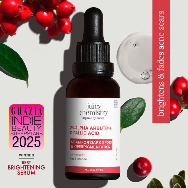 Juicy Chemistry 2% Alpha Arbutin + D-Gallic Acid Natural Face Serum | Indian product Online Shopping Store