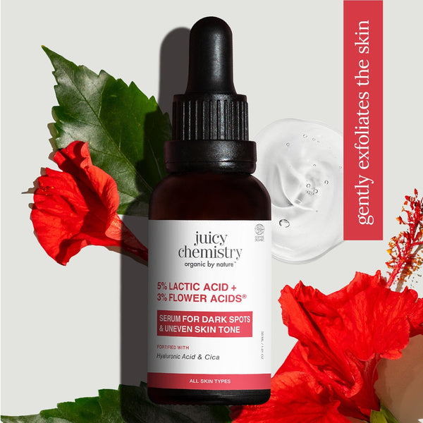 Juicy Chemistry 5% Lactic Acid + 3% Flower Acids Face Serum | Indian product Online Shopping Store
