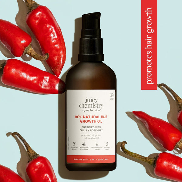 Juicy Chemistry 100% Natural Hair Growth Oil with Chilli + Rosemary | Indian product Online Shopping Store
