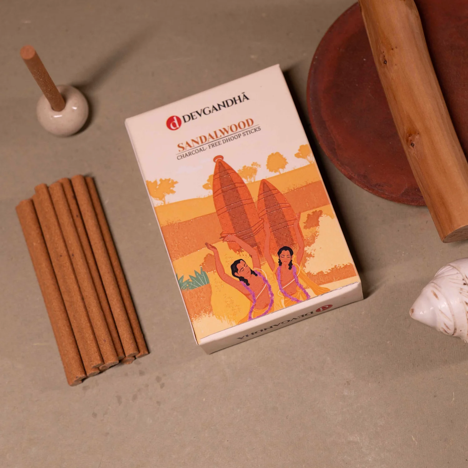 Devgandha Sandalwood Bamboo-less Incense Stick | (Approx. 40 Sticks) | Indian product Online Shopping Store
