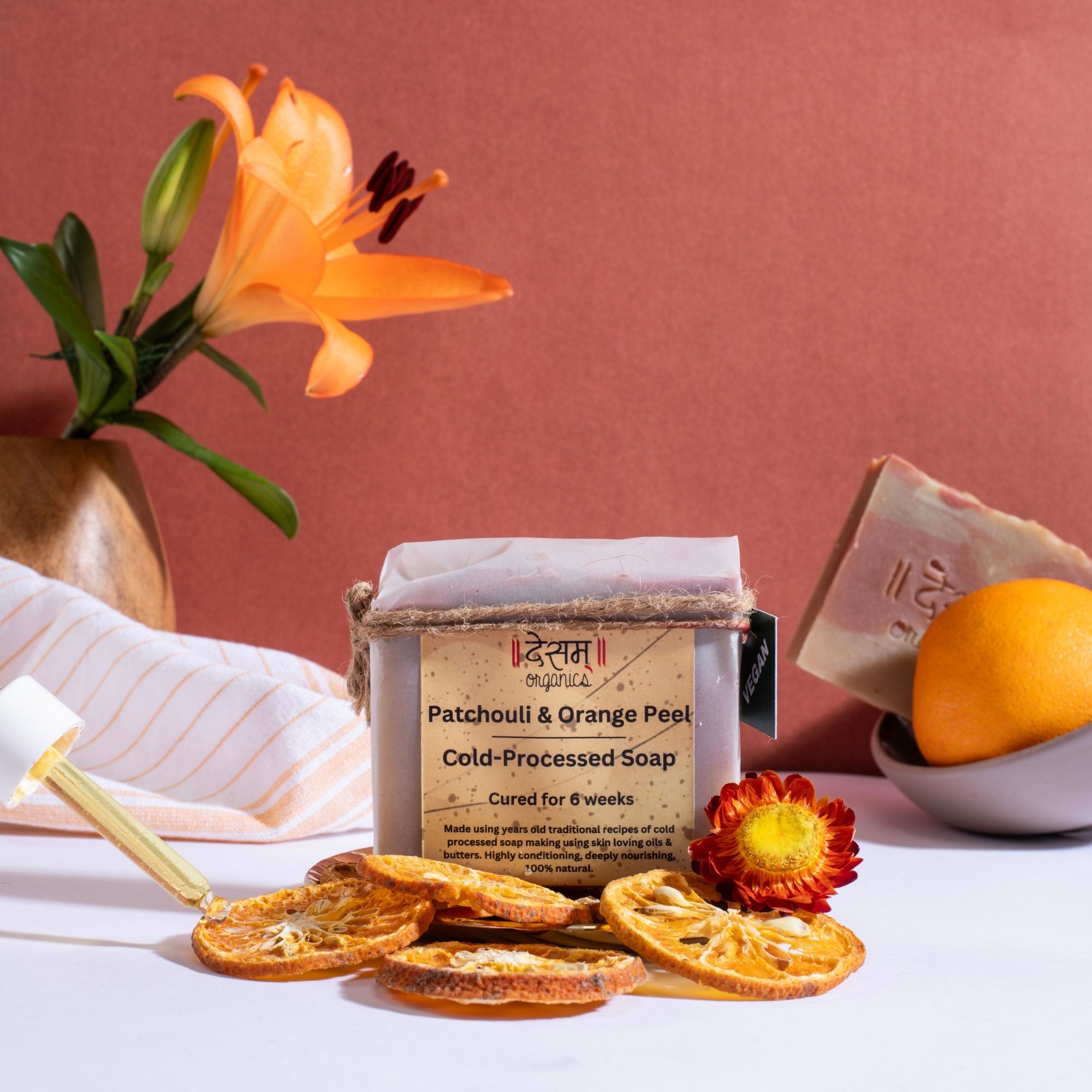 Desam Organics Patchouli & Orange Peel Cold Process Handmade Artisanal Soap | Indian product Online Shopping Store