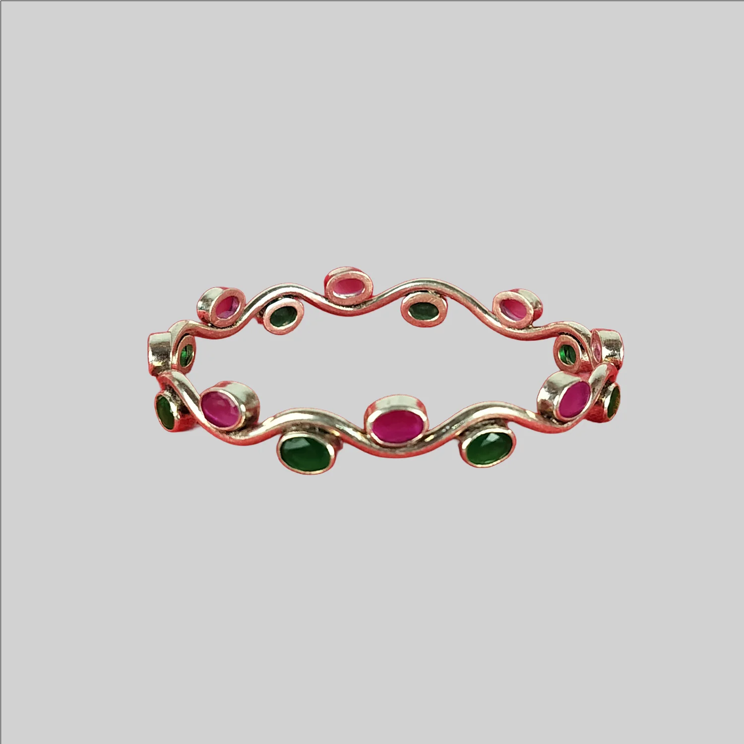 Cutstone Spiral Silver Bangle | Indian product Online Shopping Store