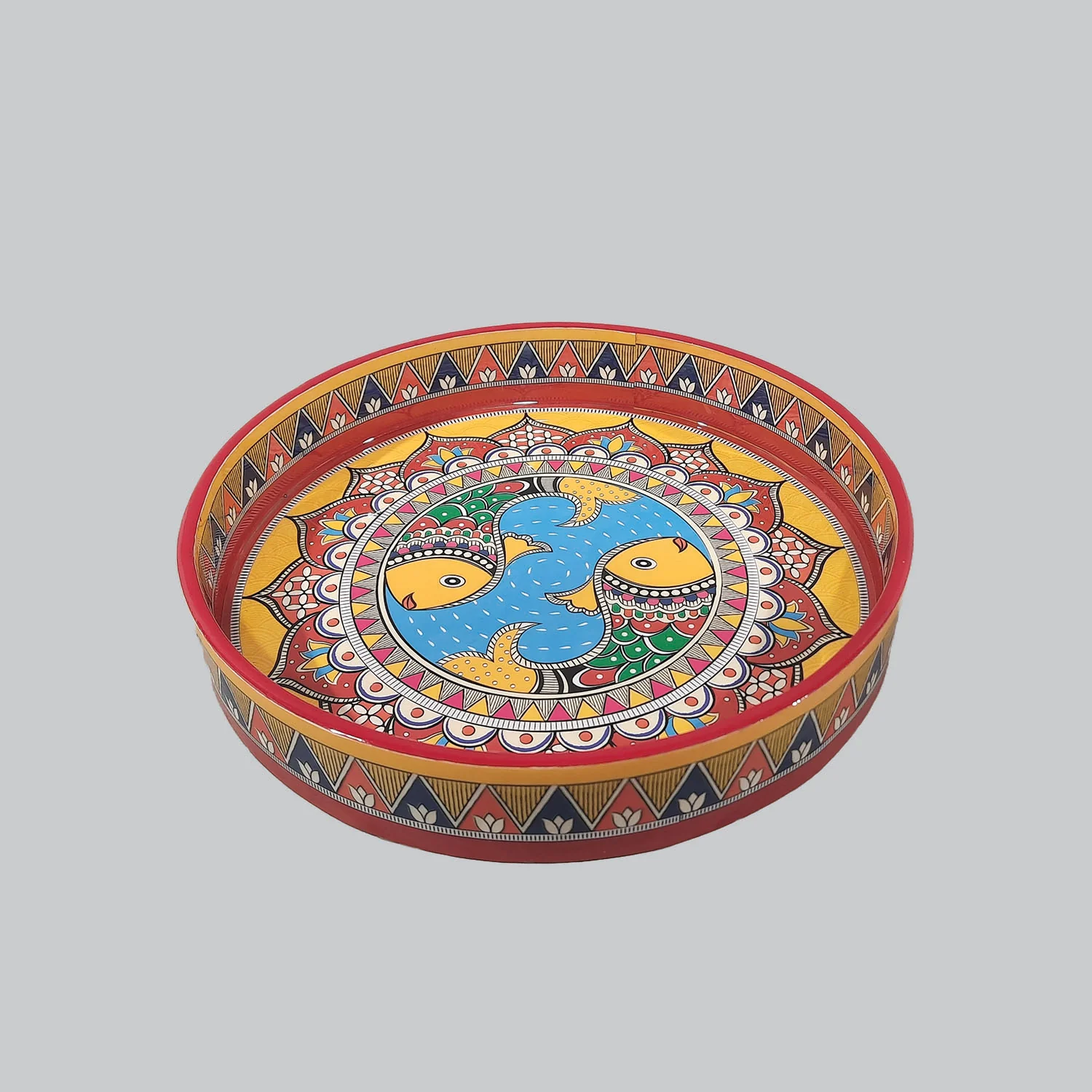 Madhubani Enamel Round Tray_4 | Indian product Online Shopping Store