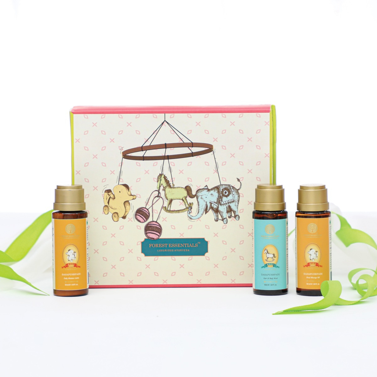 Forest Essentials Baby Care Mini Gift Box Dasapushpadi | Ayurvedic Skincare & Haircare Set for a Newborn Baby | Thoughtful Baby Shower Gift Set | Indian product Online Shopping Store