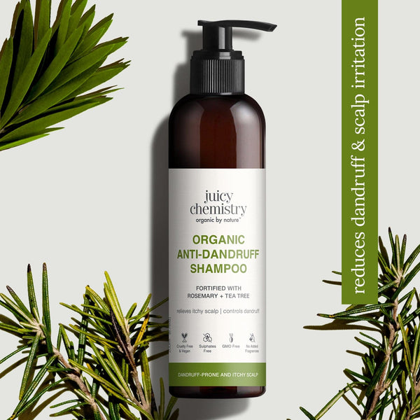 Juicy Chemistry Organic Anti-Dandruff Shampoo Fortified with Rosemary + Tea Tree | Indian product Online Shopping Store