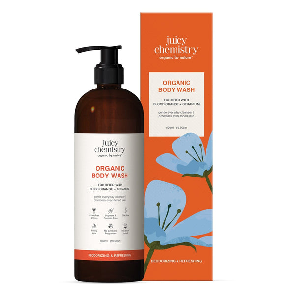 Juicy Chemistry Organic Body Wash Fortified with Blood Orange + Geranium | Indian product Online Shopping Store