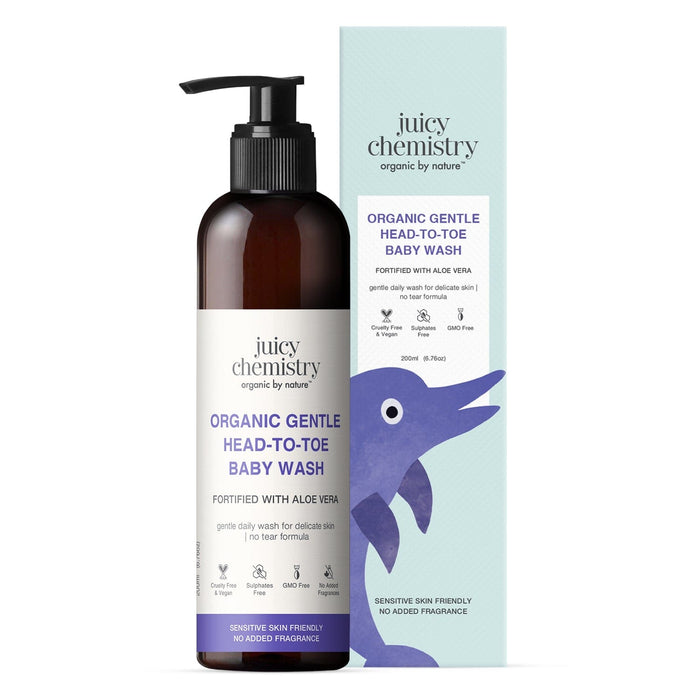 Juicy Chemistry Organic Gentle Head-to-Toe Baby Wash Fortified with Aloe Vera | Indian product Online Shopping Store