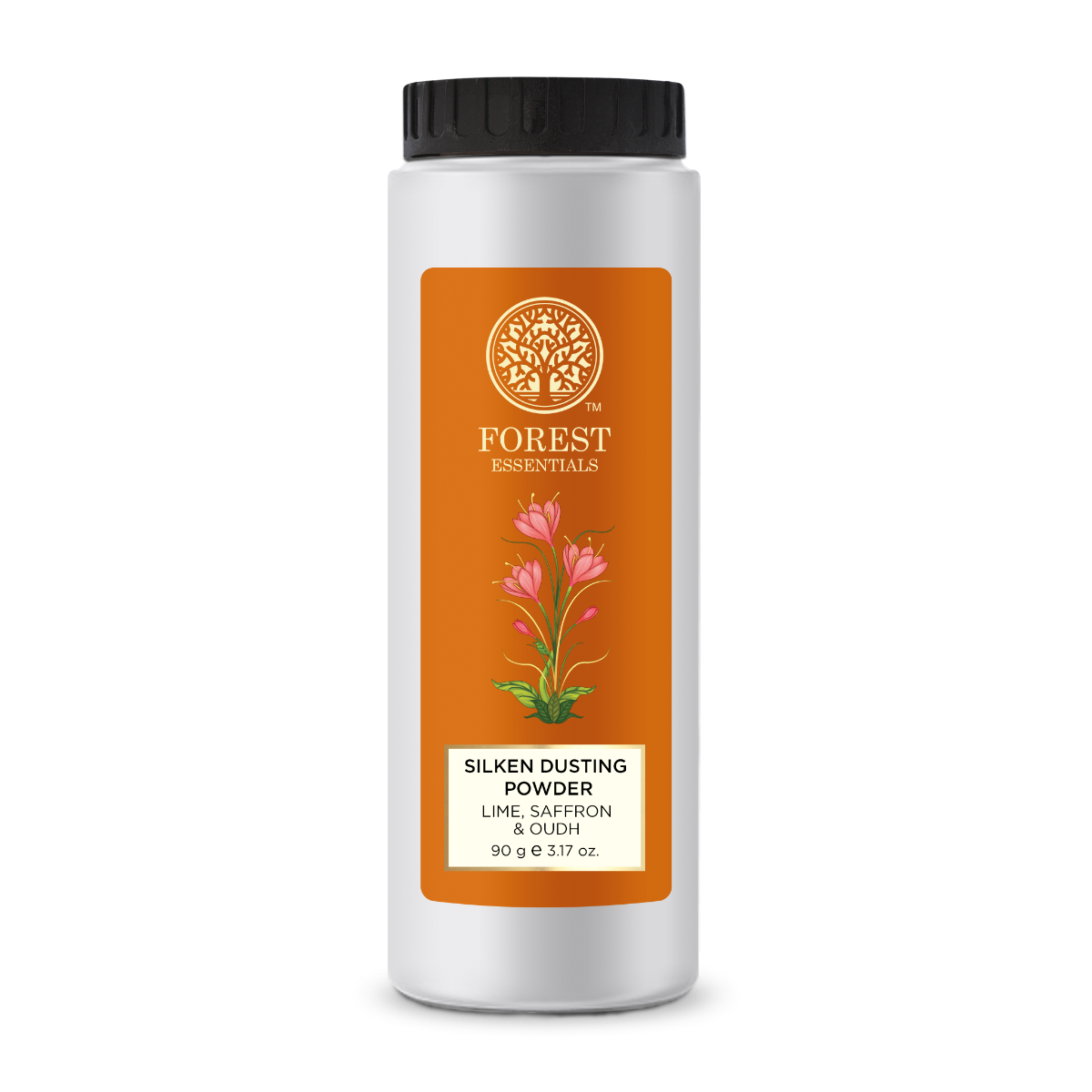 Forest Essentials Silken Dusting Powder Lime Saffron & Oudh | Natural Body Powder with Lime Saffron & Oudh | Corn Starch with Cocoa Butter | Leaves Skin Fresh, Soft & Fragrant | Indian product Online Shopping Store