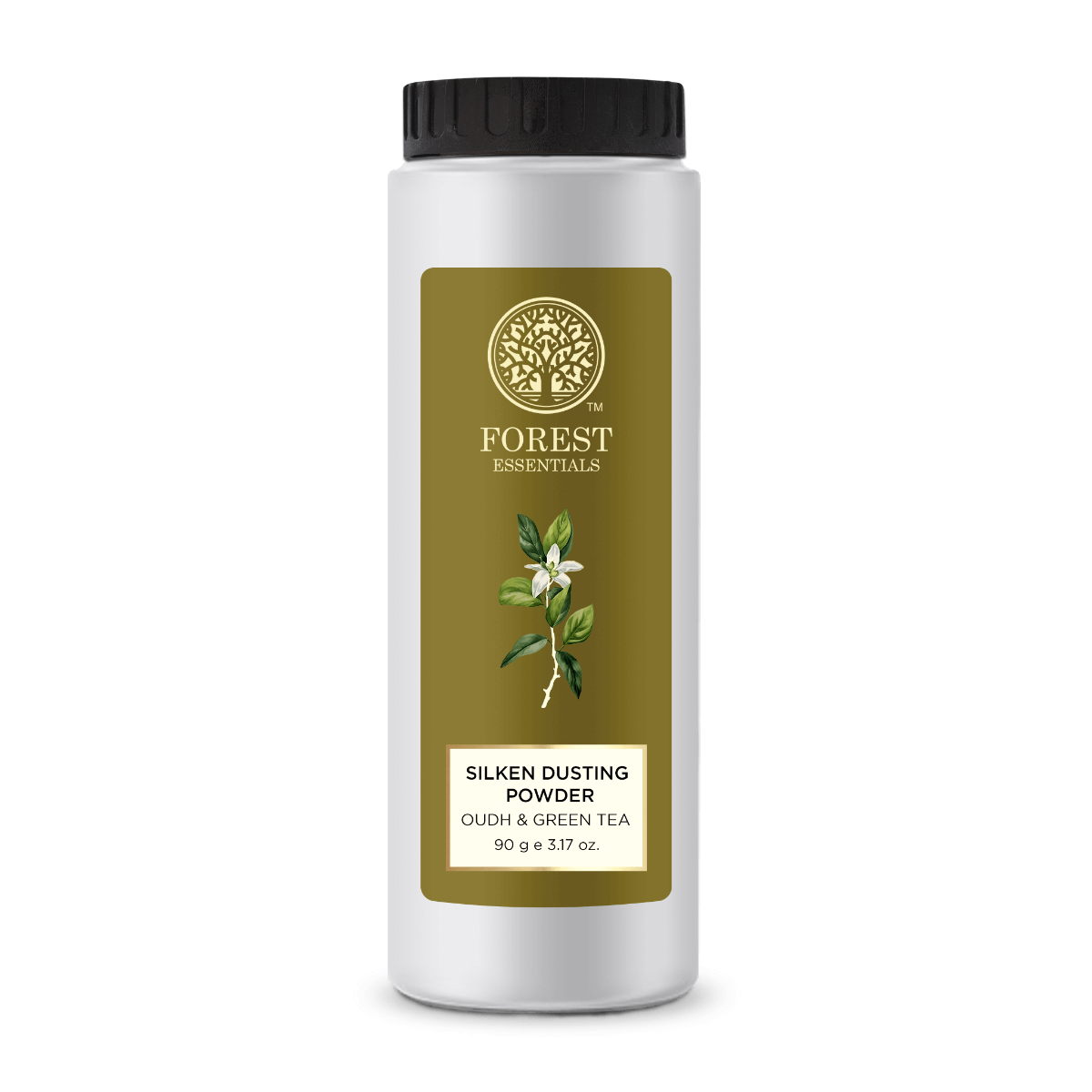 Forest Essentials Silken Dusting Powder Oudh & Green Tea | Natural Body Powder with Oudh Oil | Corn Starch with Cocoa Butter | Leaves Skin Fresh, Soft & Fragrant | Indian product Online Shopping Store