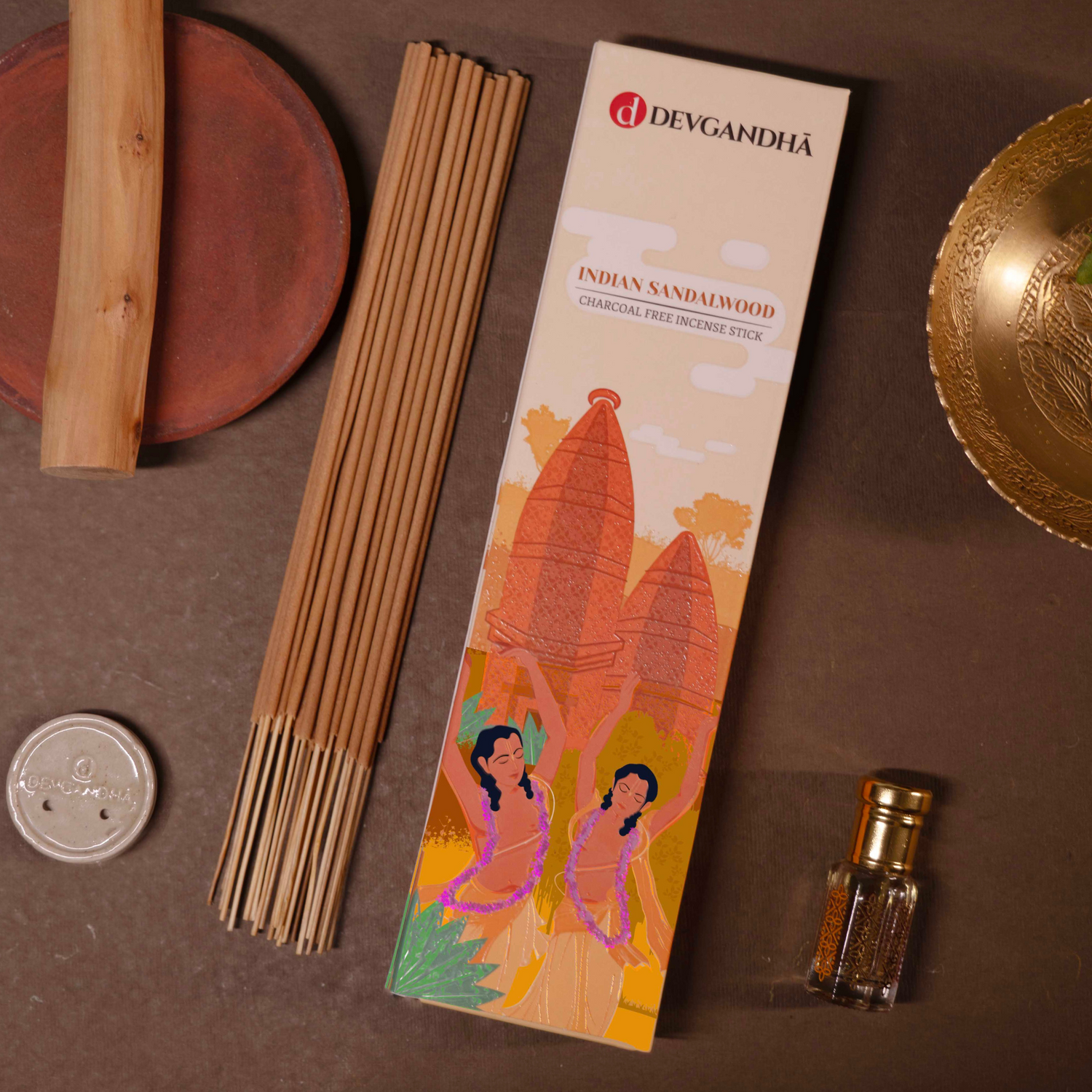 Devgandha Indian Sandalwood Charcoal-Free Incense Sticks | (Approx. 50 sticks) | Indian product Online Shopping Store