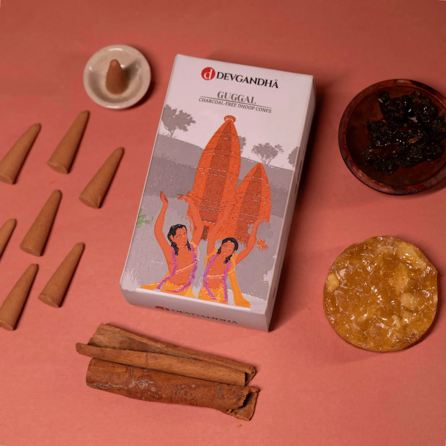 Devgandha Guggal Charcoal-free Dhoop Cones | (Approx. 50 Cones) | Indian product Online Shopping Store