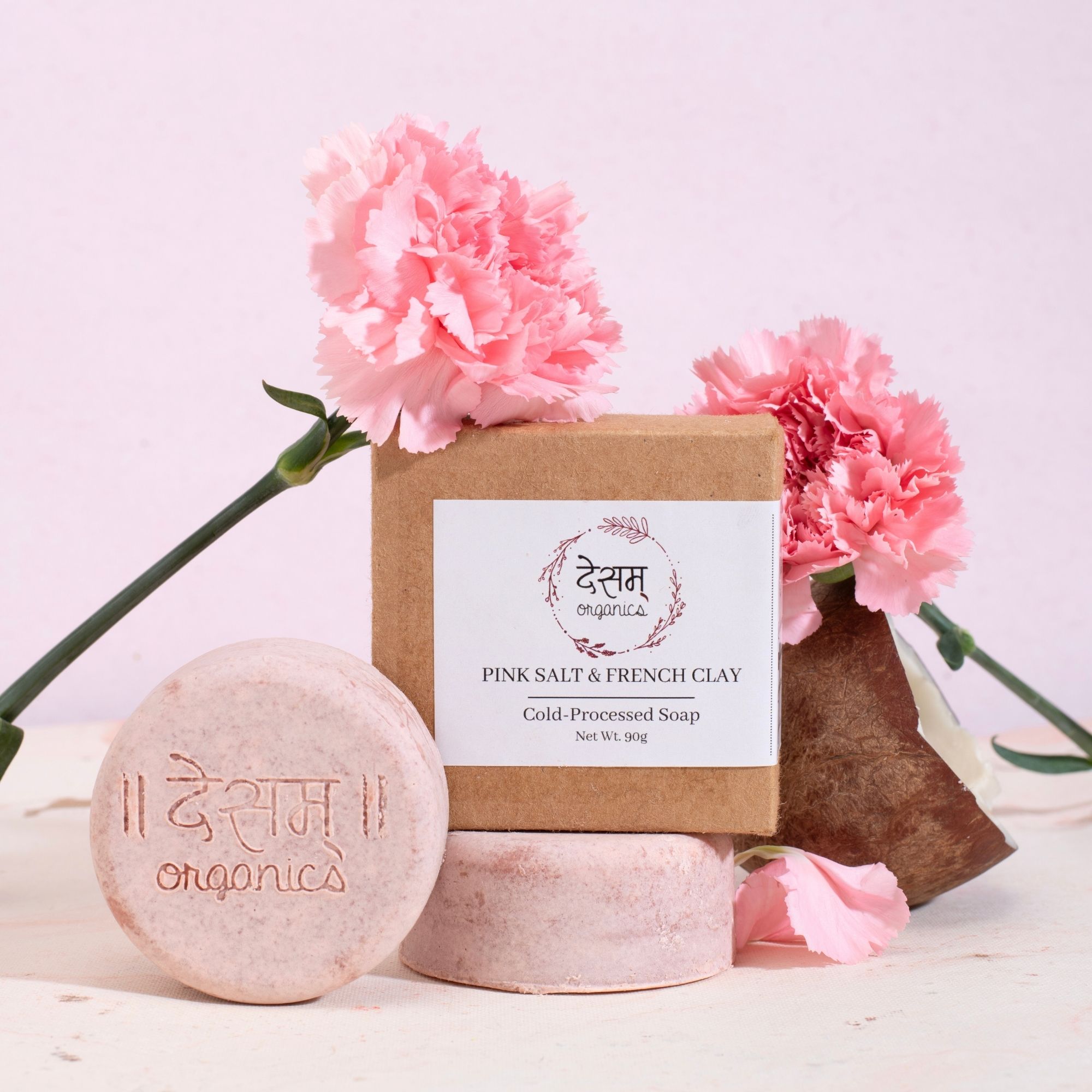 Desam Organics Pink Salt & French Clay Natural Handmade Cold-Process Soap | Indian product Online Shopping Store