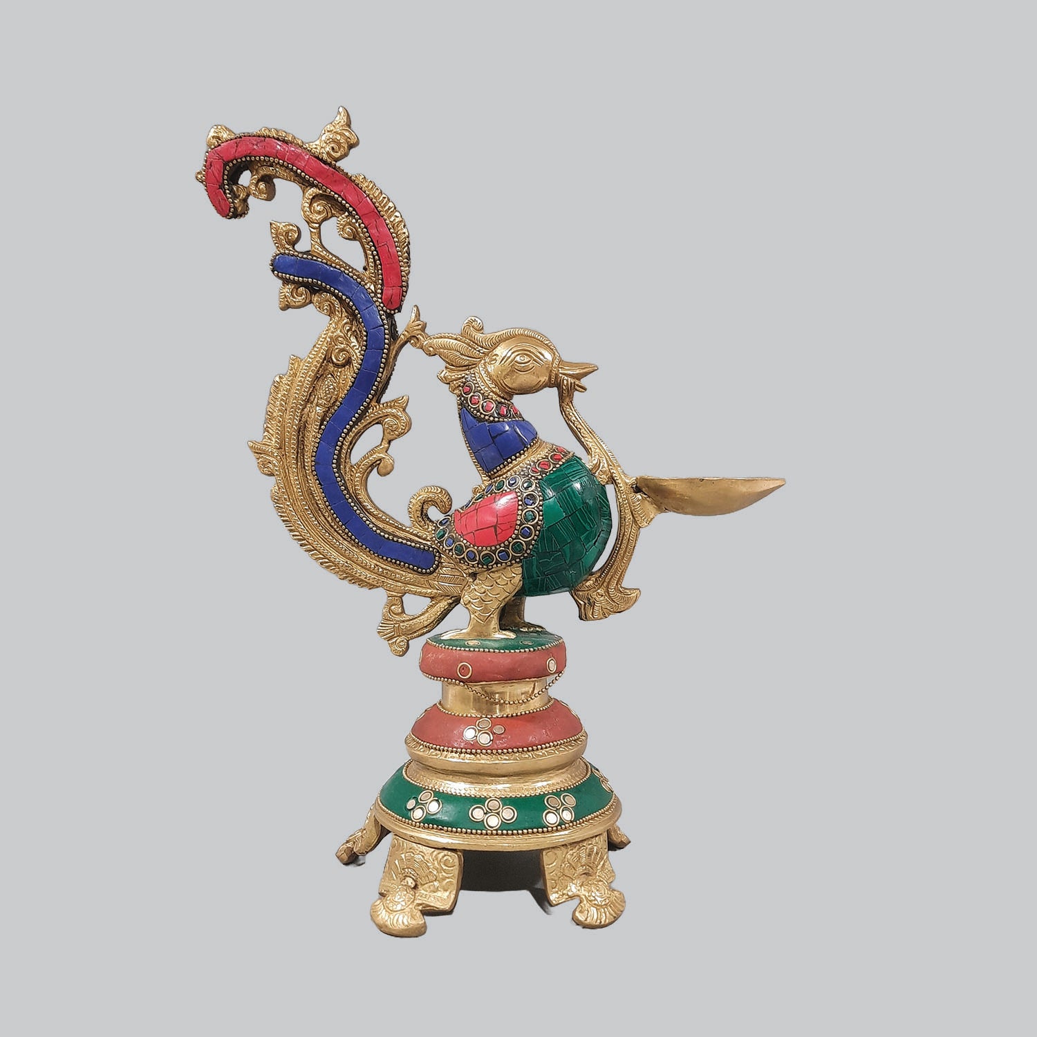 Brass Annam Deepak with Stonework 13 in_1 | Indian product Online Shopping Store
