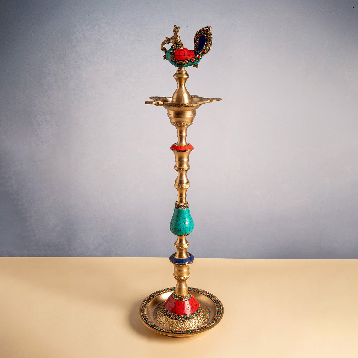 Brass Annam Deepak with Stonework 24 in_1 | Indian product Online Shopping Store