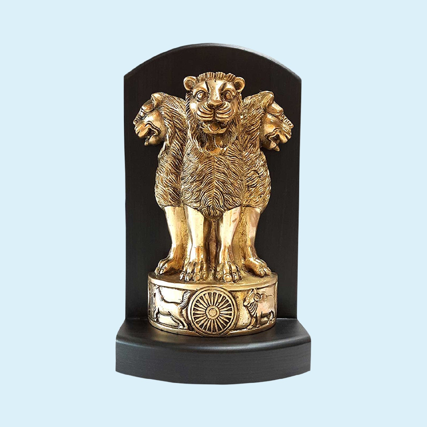 Brass Ashoka Stambh with Wood Base_1 | Indian product Online Shopping Store