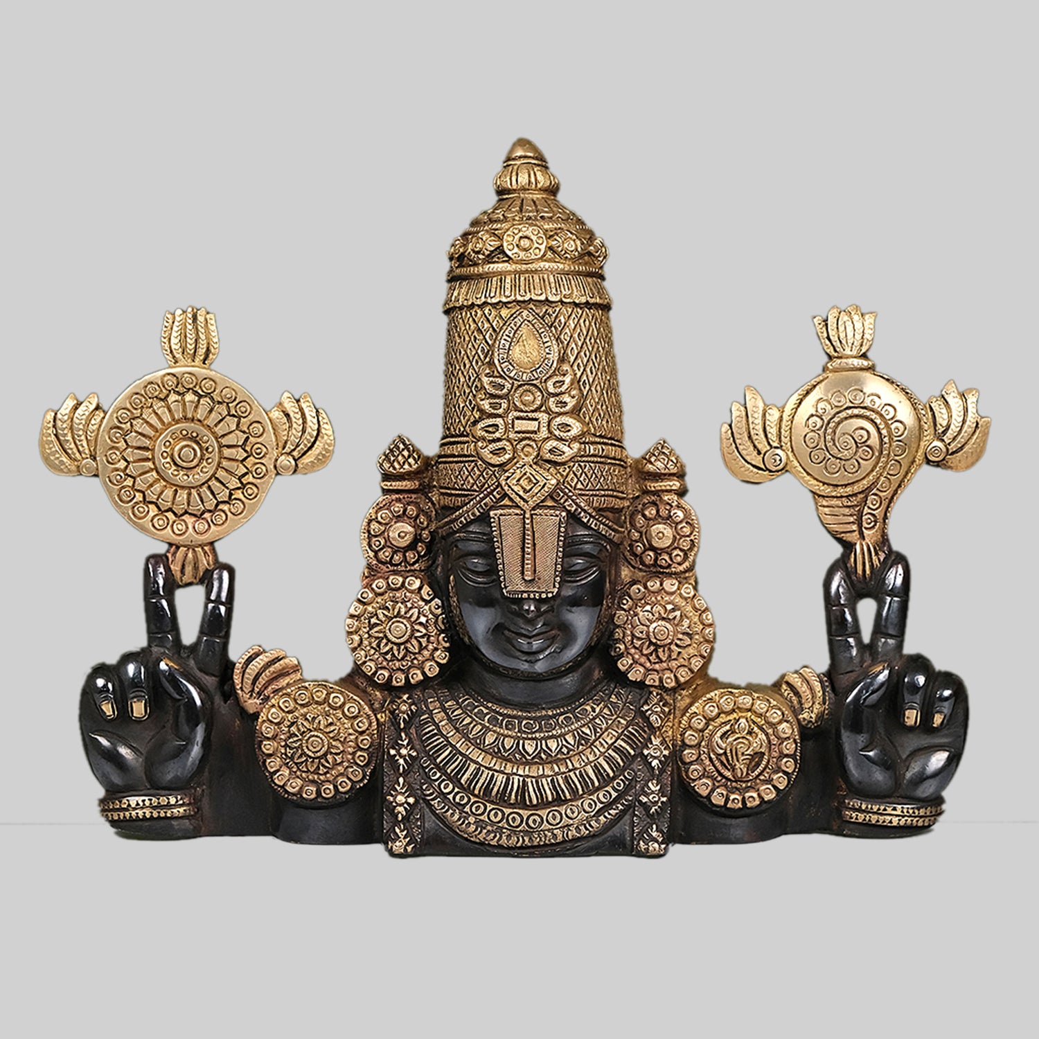 Brass Balaji Bust in Black and Gold Finish 12 in_1 | Indian product Online Shopping Store
