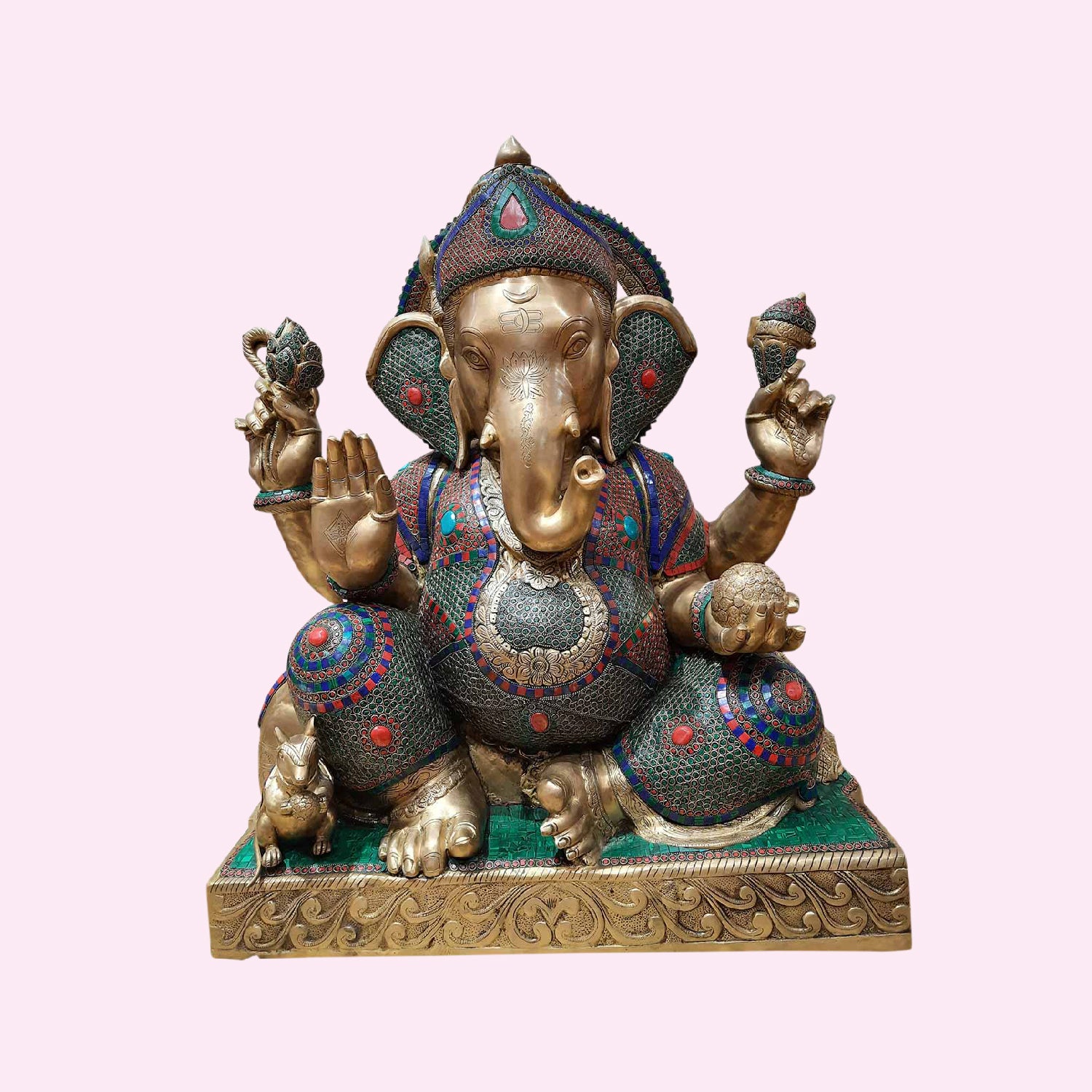 Brass Ganesha with Stonework 33 in_1 | Indian product Online Shopping Store
