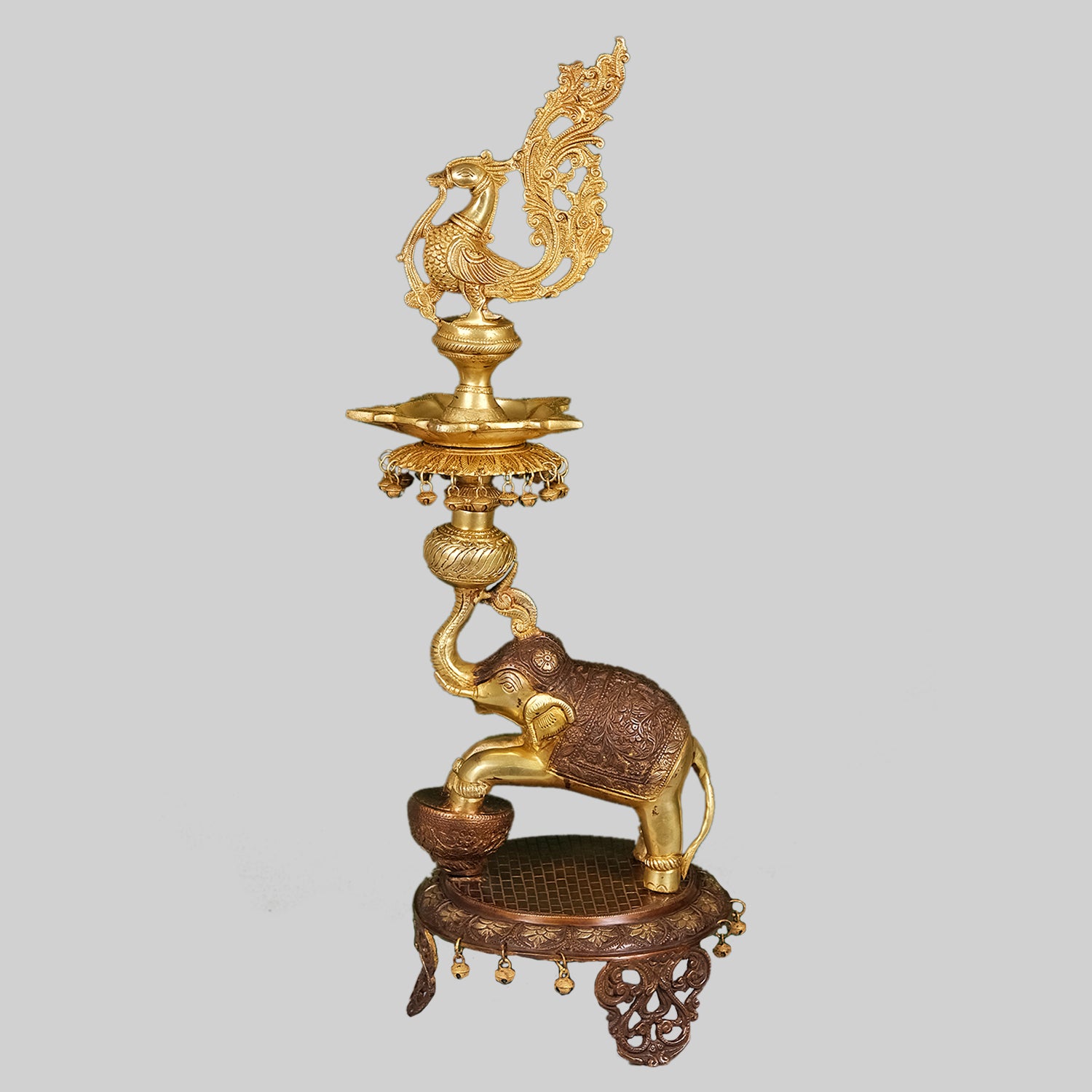 Brass Lamp with Elephant in 2 Tone Finish 31 in_1 | Indian product Online Shopping Store
