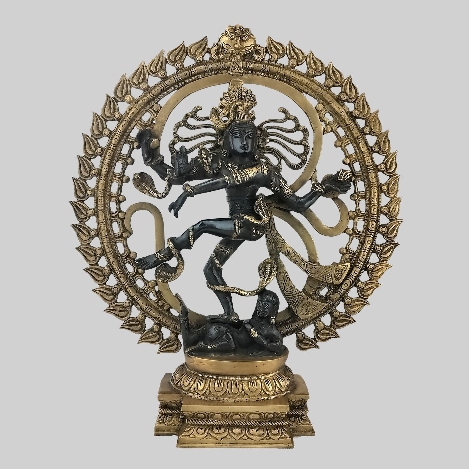 Brass Natraj with OM Ring in Black & Green Two Tone Finish 20 in_1 | Indian product Online Shopping Store