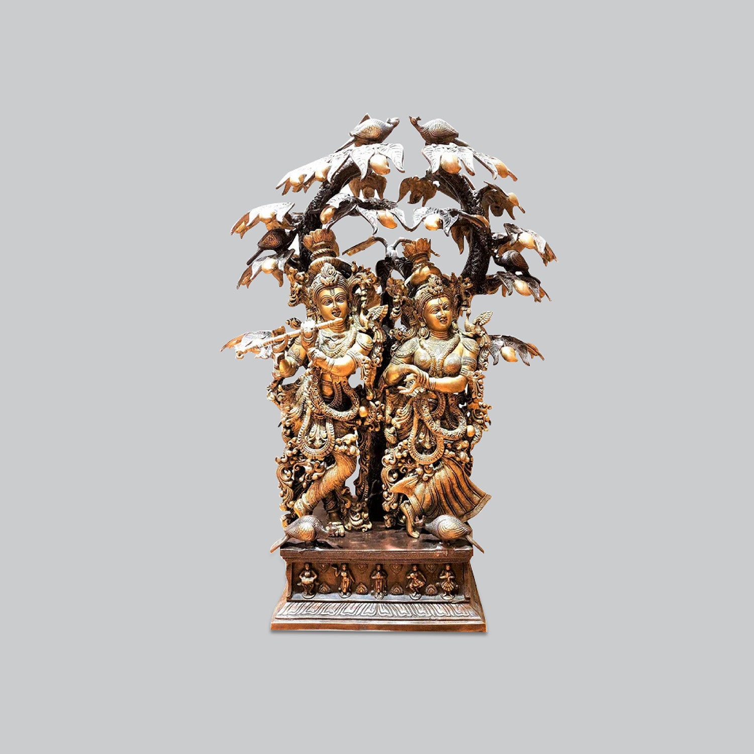 Brass Radha Krishna Standing With Tree in Two Tone Finish 36 In_1 | Indian product Online Shopping Store