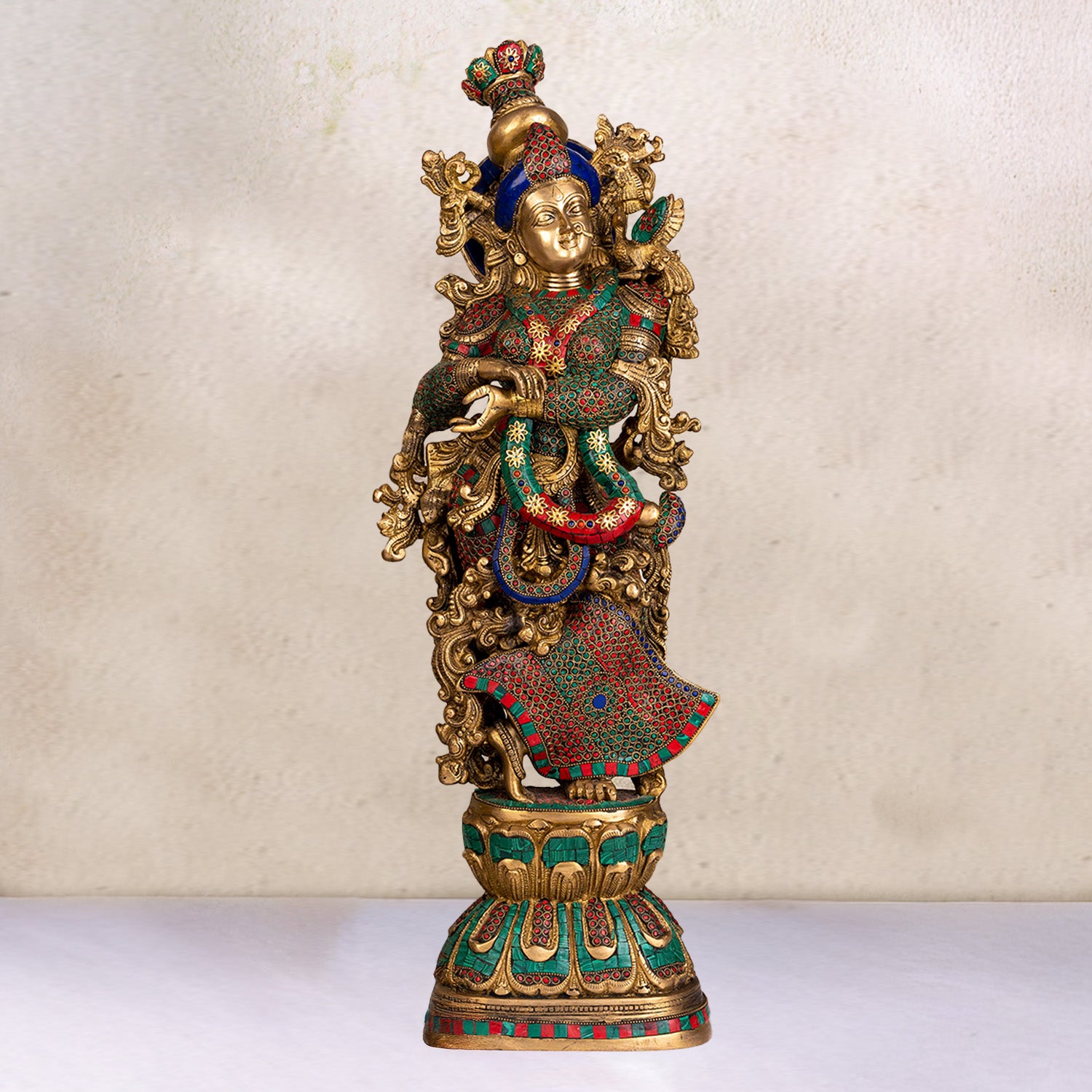 Brass Radha with Ring Stonework and Double Mala 29 in_1 | Indian product Online Shopping Store