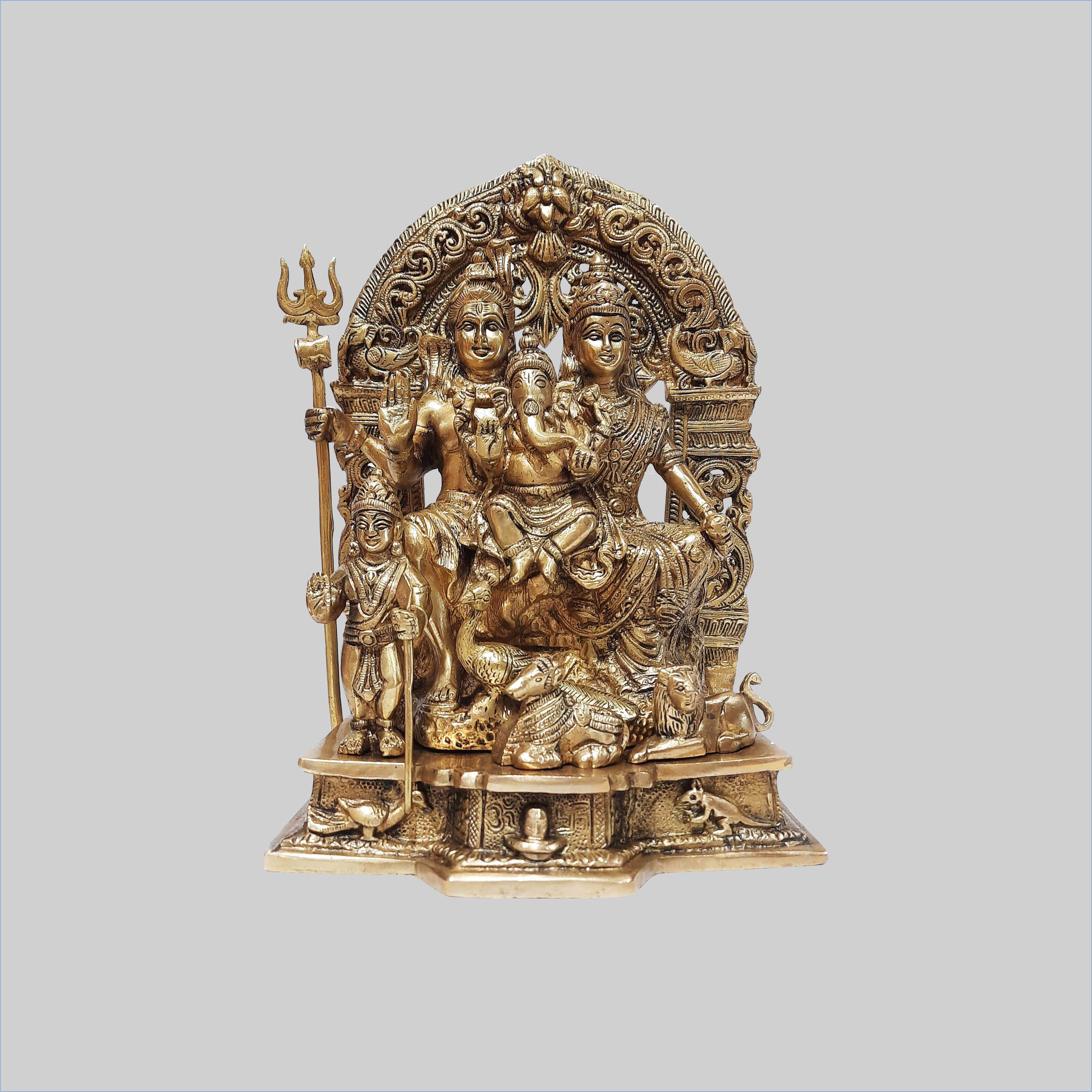 Brass Shiv Family Sitting in Arch 12 in_1 | Indian product Online Shopping Store