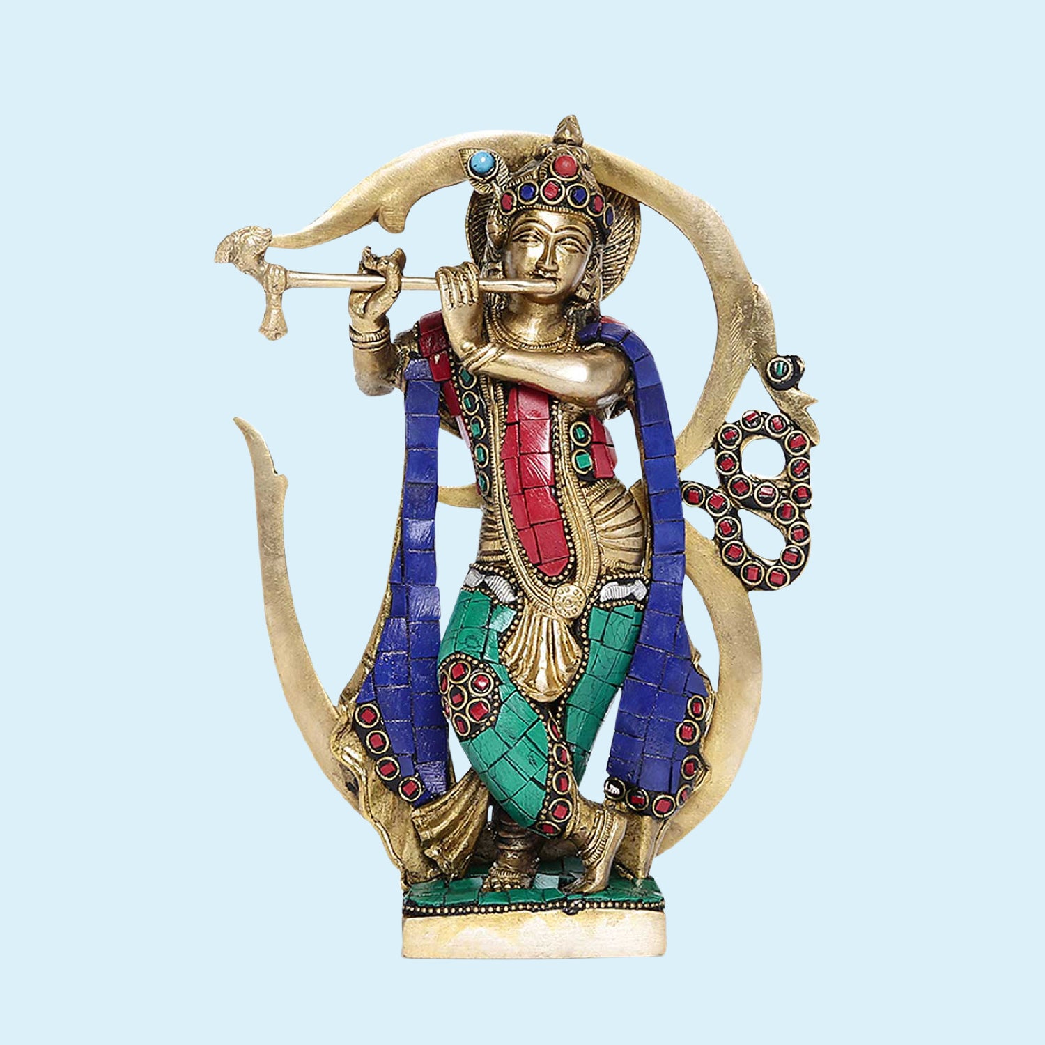 Brass Stonework OM Krishna 9 in_1 | Indian product Online Shopping Store
