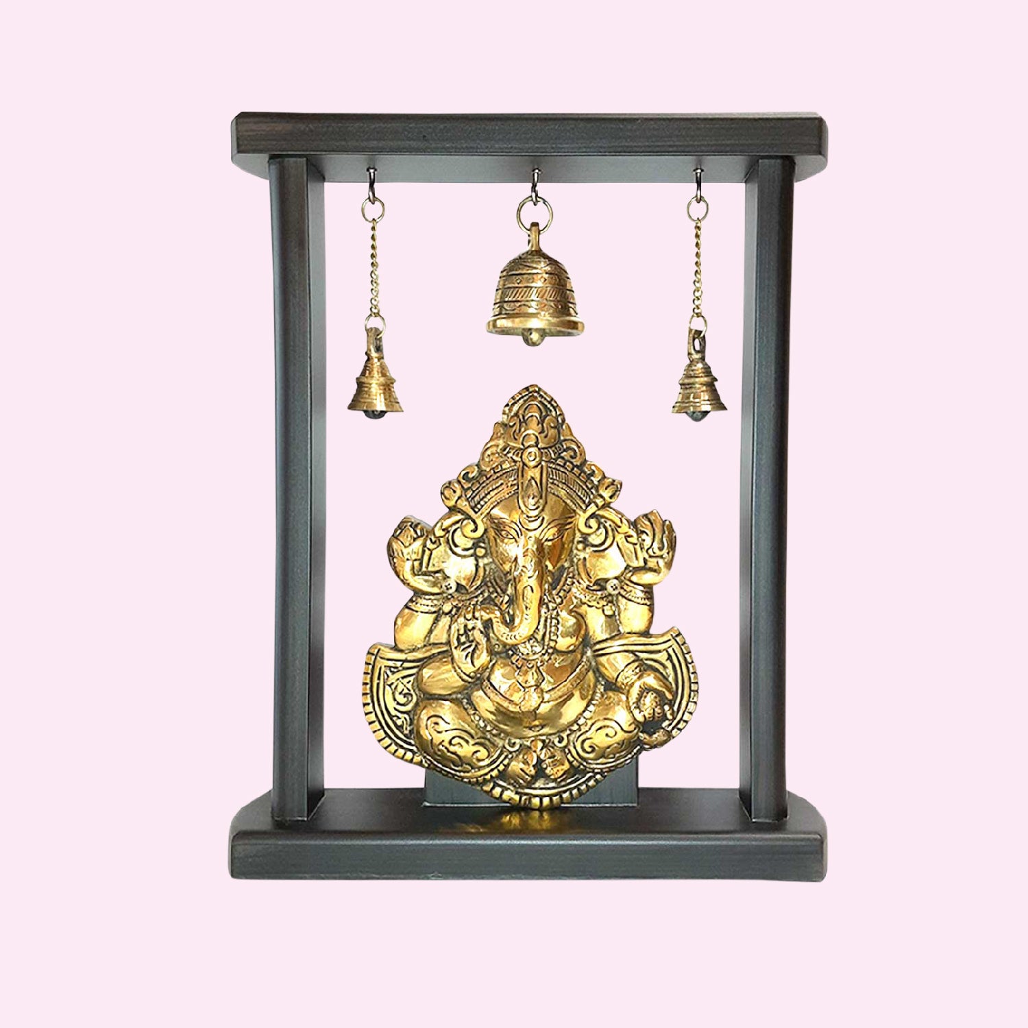 Brass Temple Frame with Ganesha and Three Bells 13 in_1 | Indian product Online Shopping Store