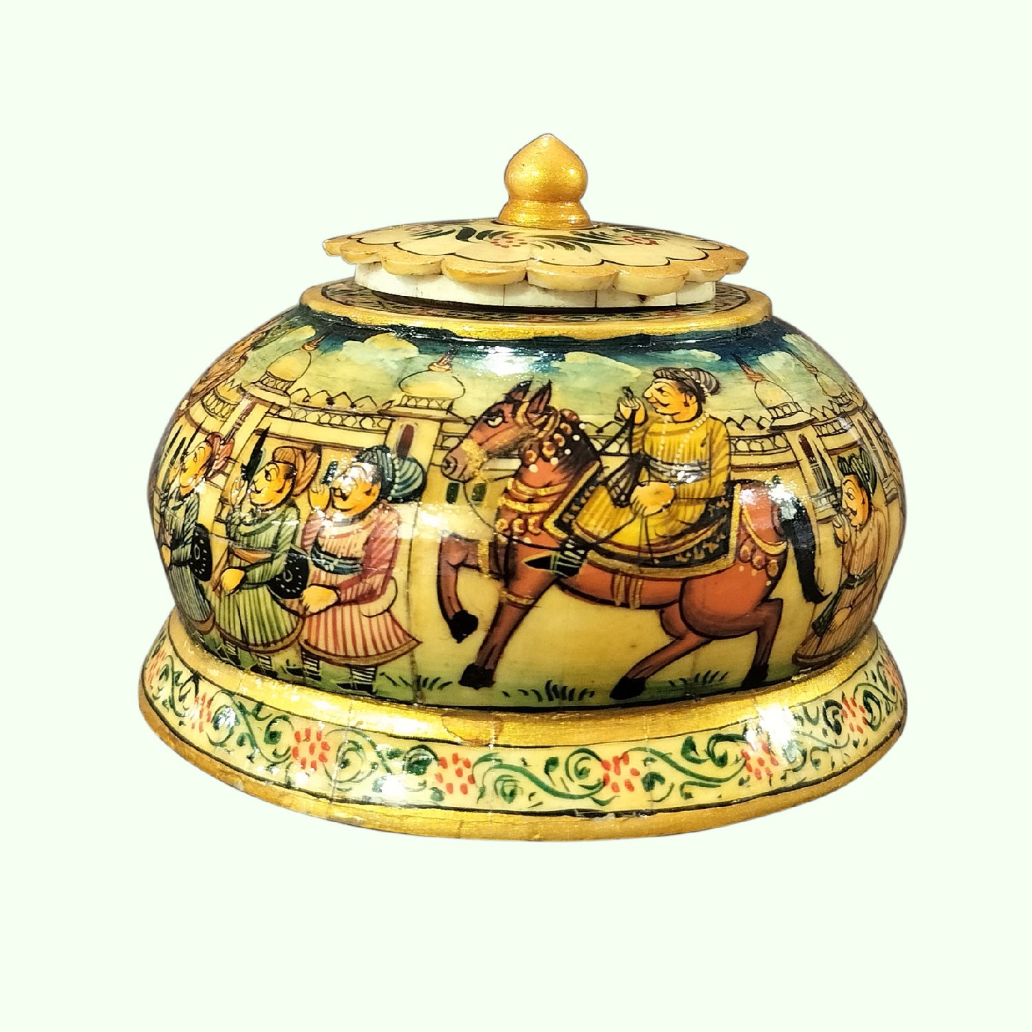Camel Bone Box Round with Miniature Painting 4 in_1 | Indian product Online Shopping Store