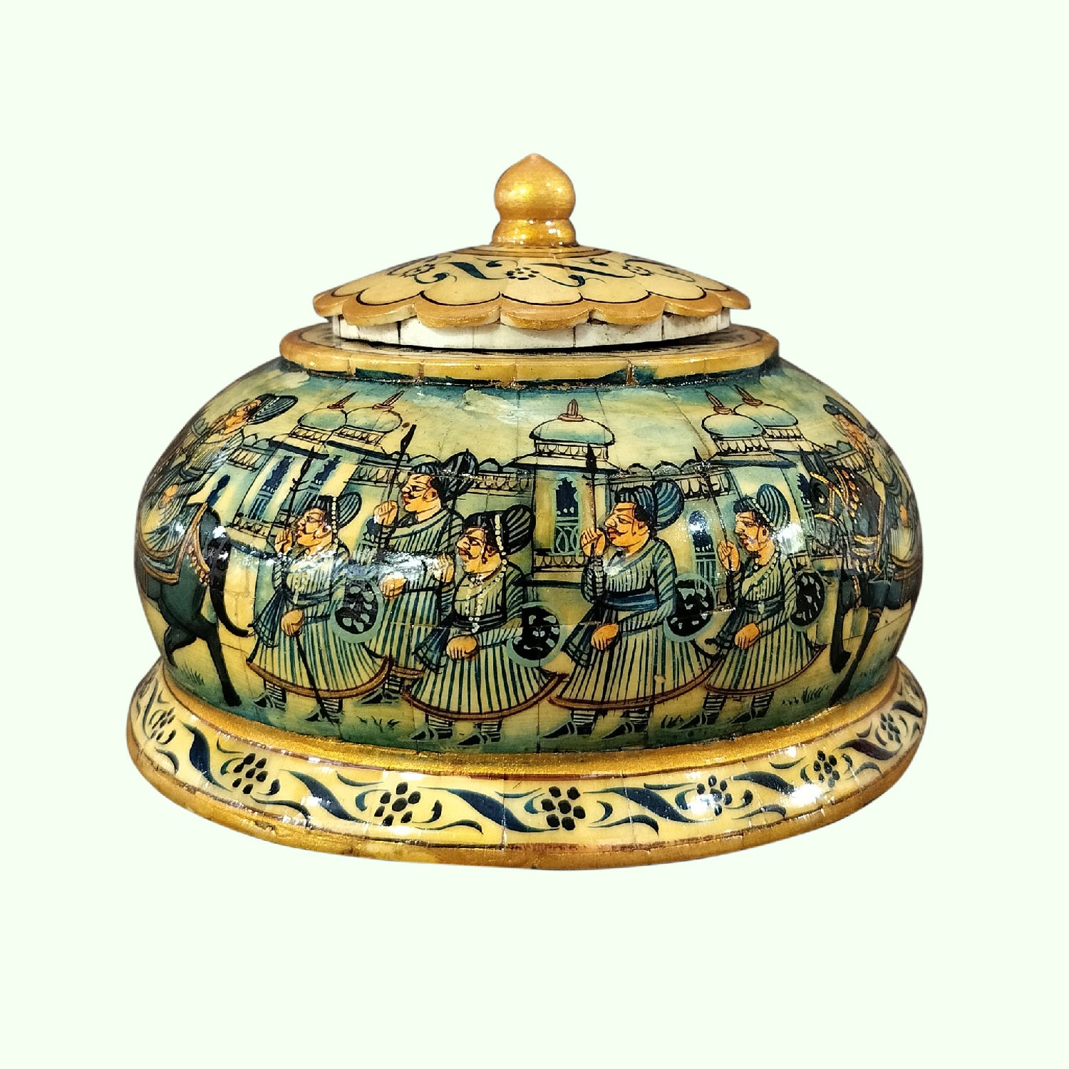 Camel Bone Box Round with Miniature Painting 5 in_1 | Indian product Online Shopping Store