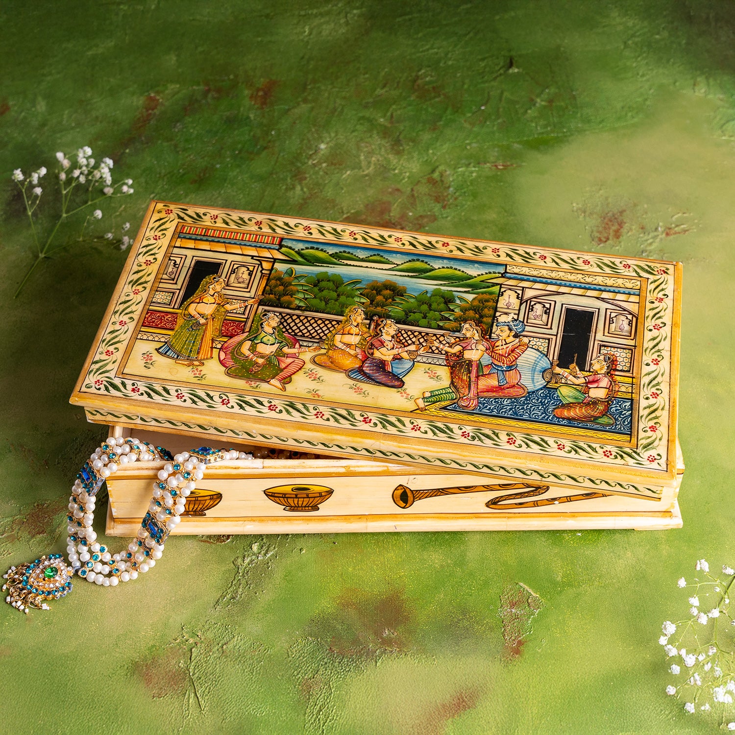 Camel Bone Box with Love Scene Painting 9 x 6 x 4 in_1 | Indian product Online Shopping Store