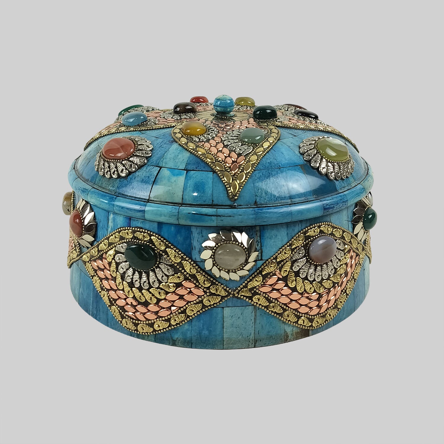 Camel Bone Box with Stonework 8 in x 8 in_1 | Indian product Online Shopping Store