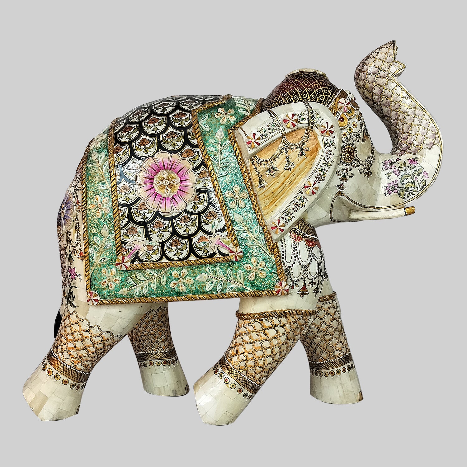 Camel Bone Elephant with Painting and Up Trunk 18 in_1 | Indian product Online Shopping Store