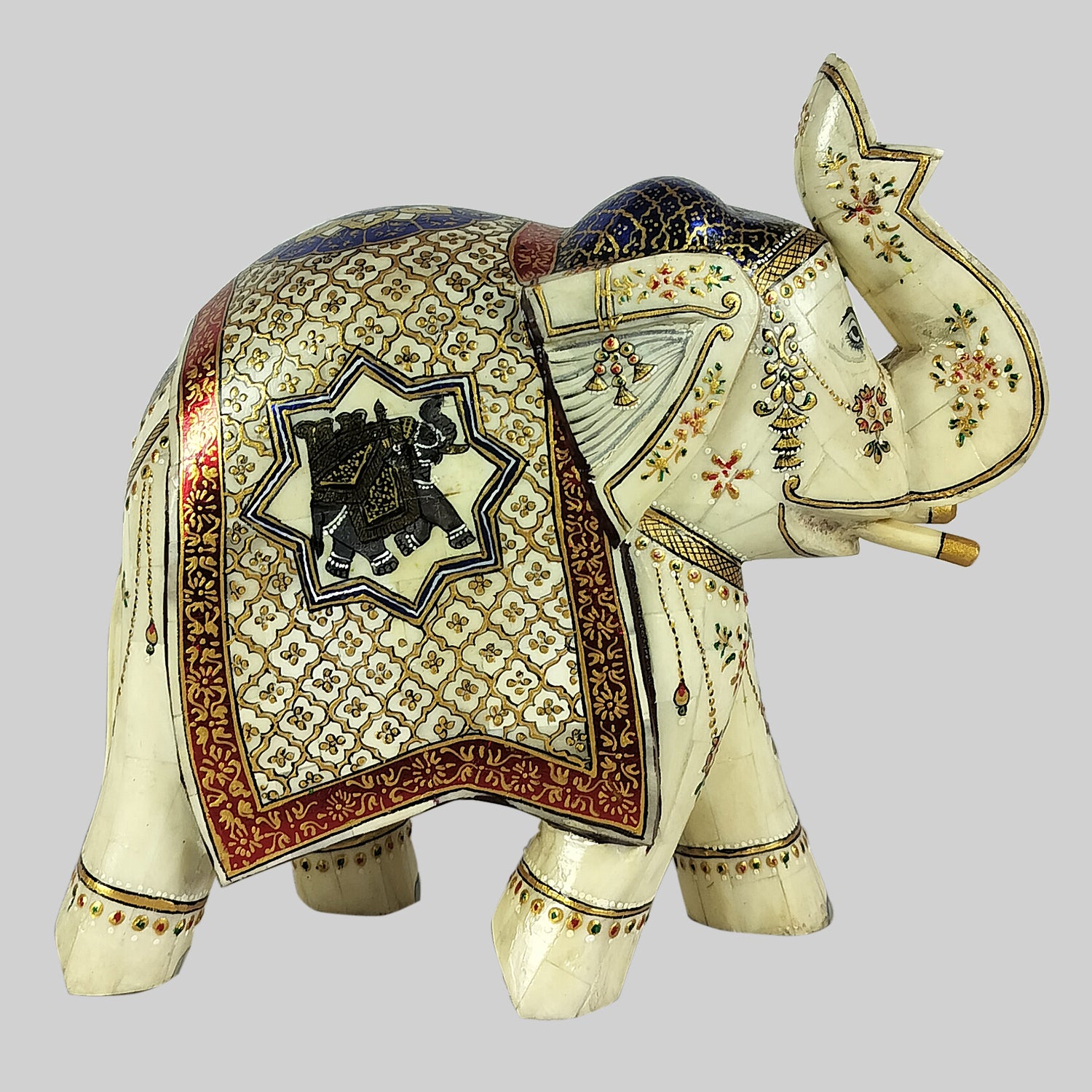 Camel Bone Elephant with Painting and Up Trunk 8 in_1 | Indian product Online Shopping Store