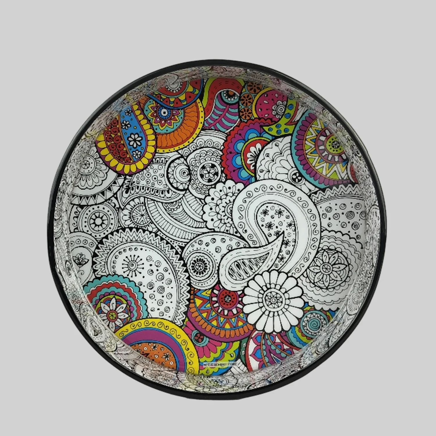 Doodle Mandala Enamel Round Tray_1 | Indian product Online Shopping Store