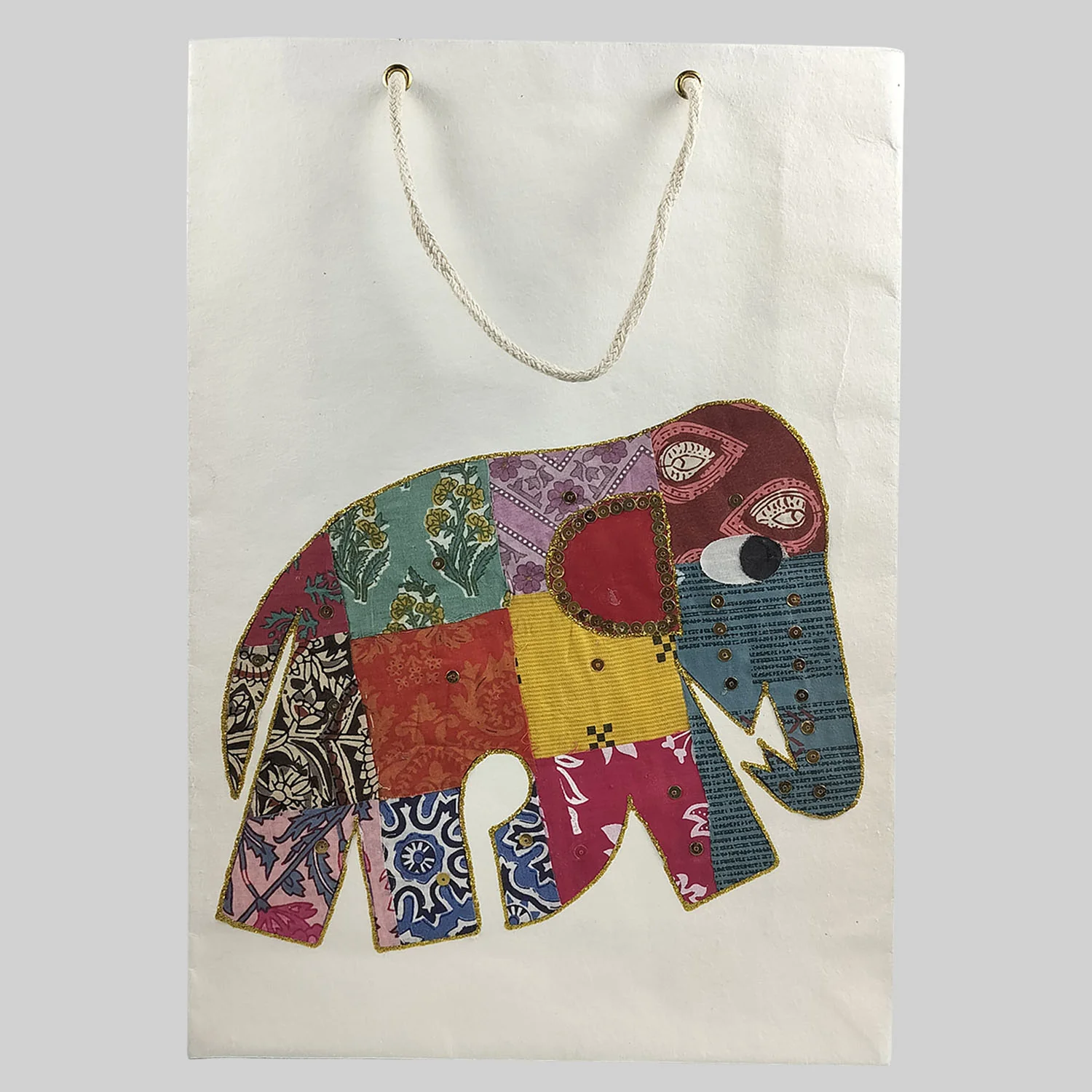 Elephant Motif Paper Gift Bag 10 in x 14 in_1 | Indian product Online Shopping Store