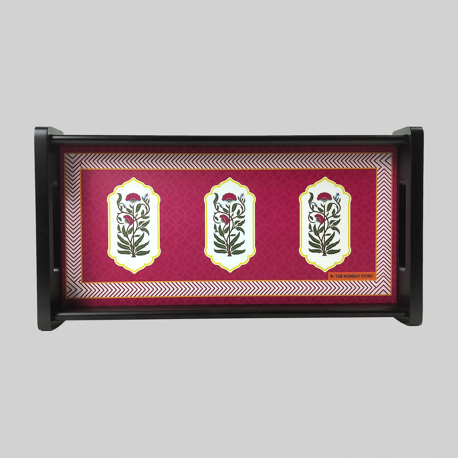 Guldasta Pink Rectangle Enamel Mini Tray_1 | Indian product Online Shopping Store