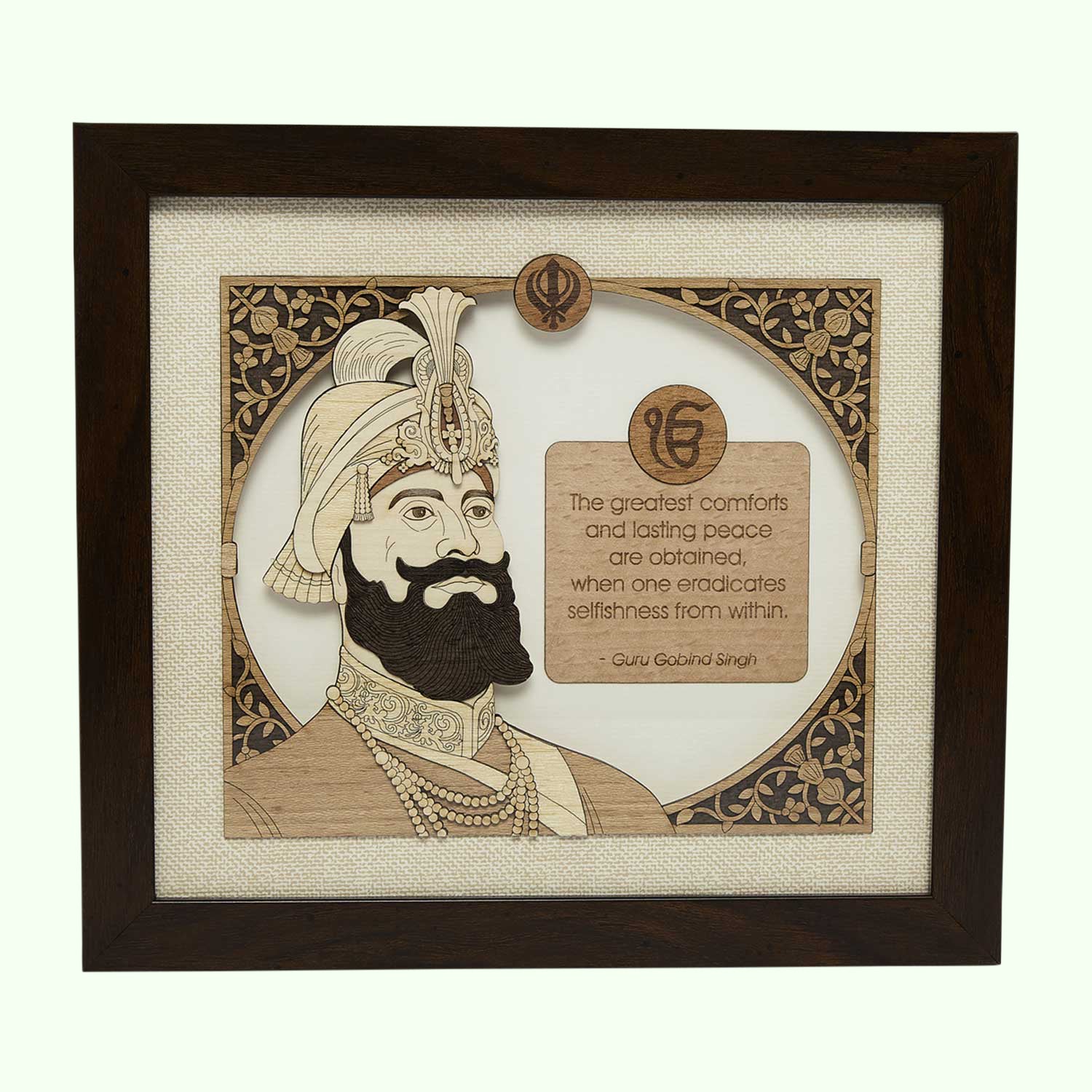 Guru Gobind Singh Wood Art Frame 9 in x 10 in_1 | Indian product Online Shopping Store