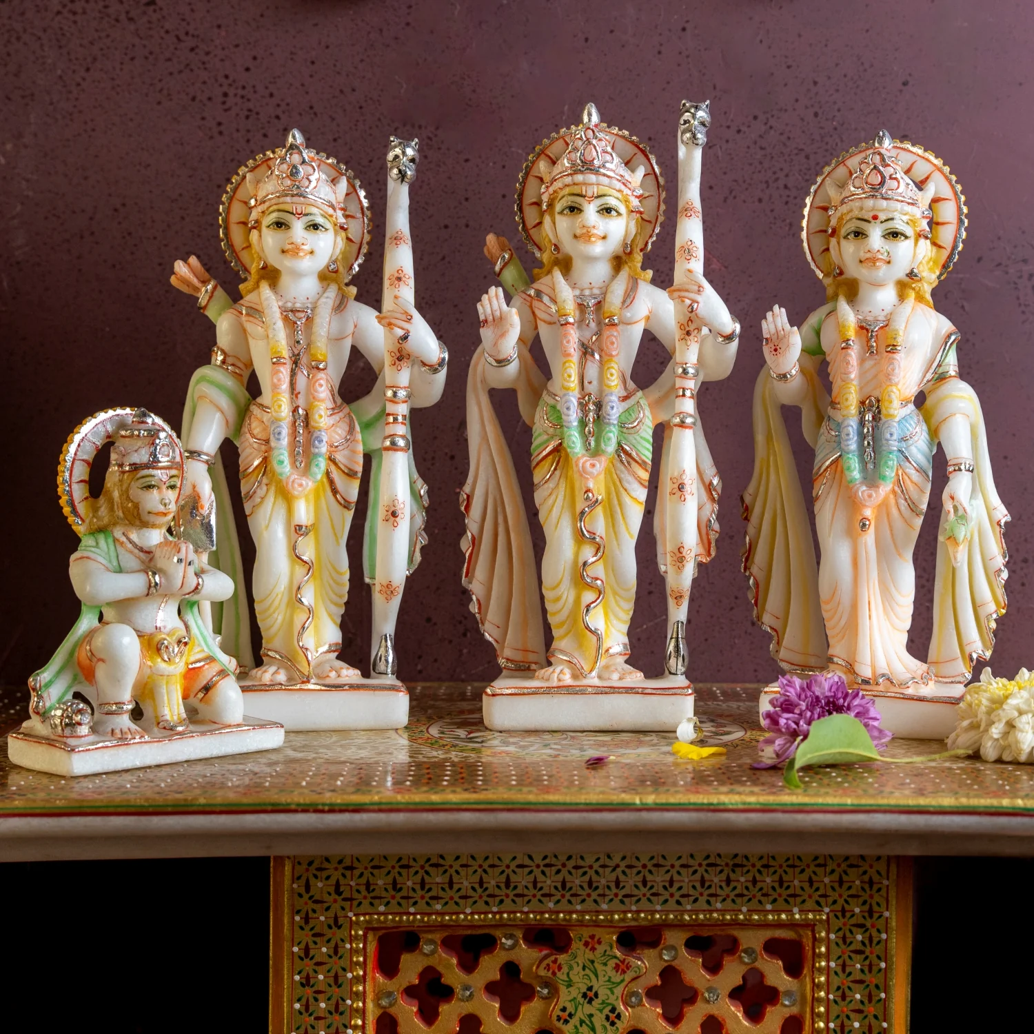 Handpainted Marble Ram Darbar Set 10 in_1 | Indian product Online Shopping Store