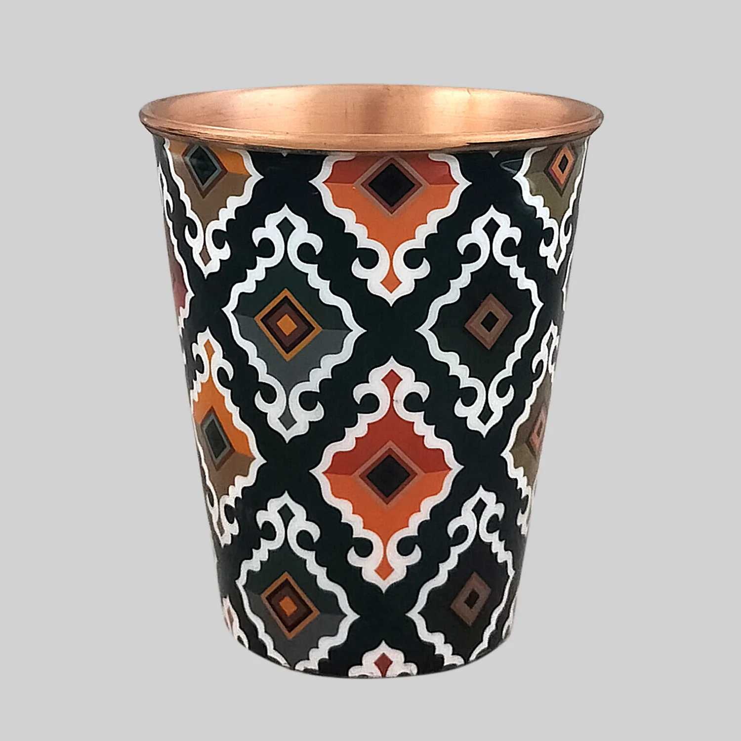 Ikat Teal Copper Glass 340 ml_1 | Indian product Online Shopping Store