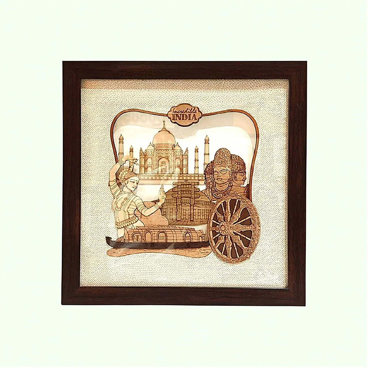 Incredible India Wood Art Frame 10 in x 10 in_1 | Indian product Online Shopping Store