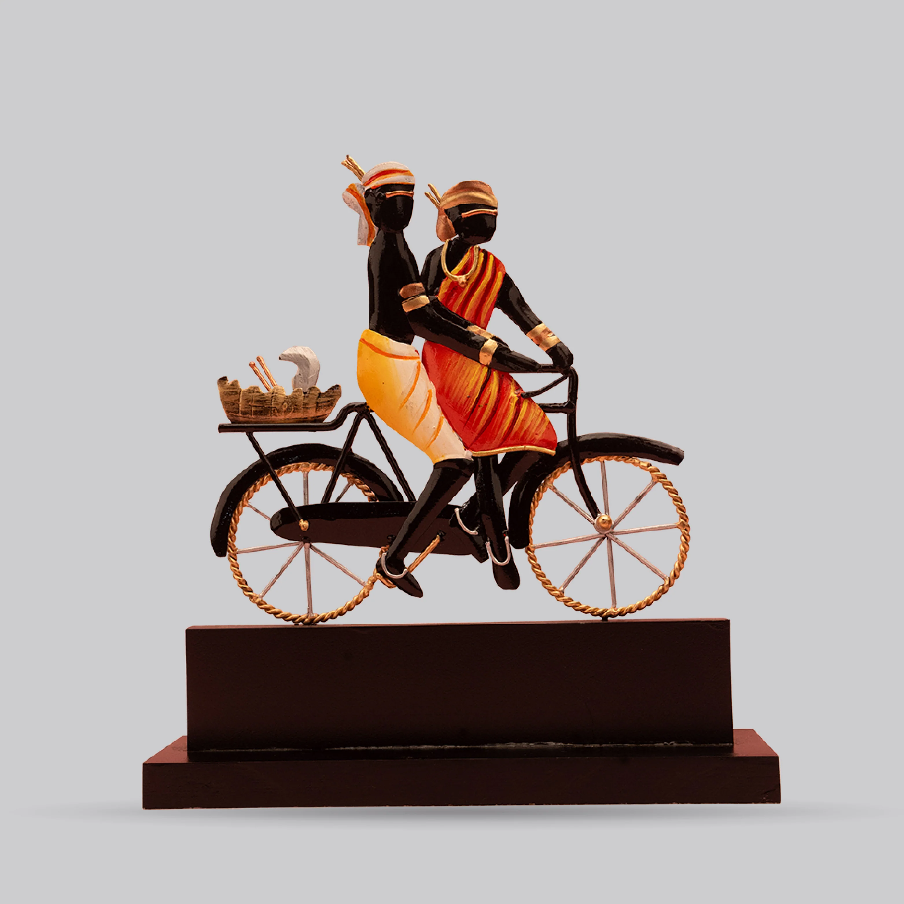 Iron Tribal Couple on Cycle 9 in x 10 in_1 | Indian product Online Shopping Store