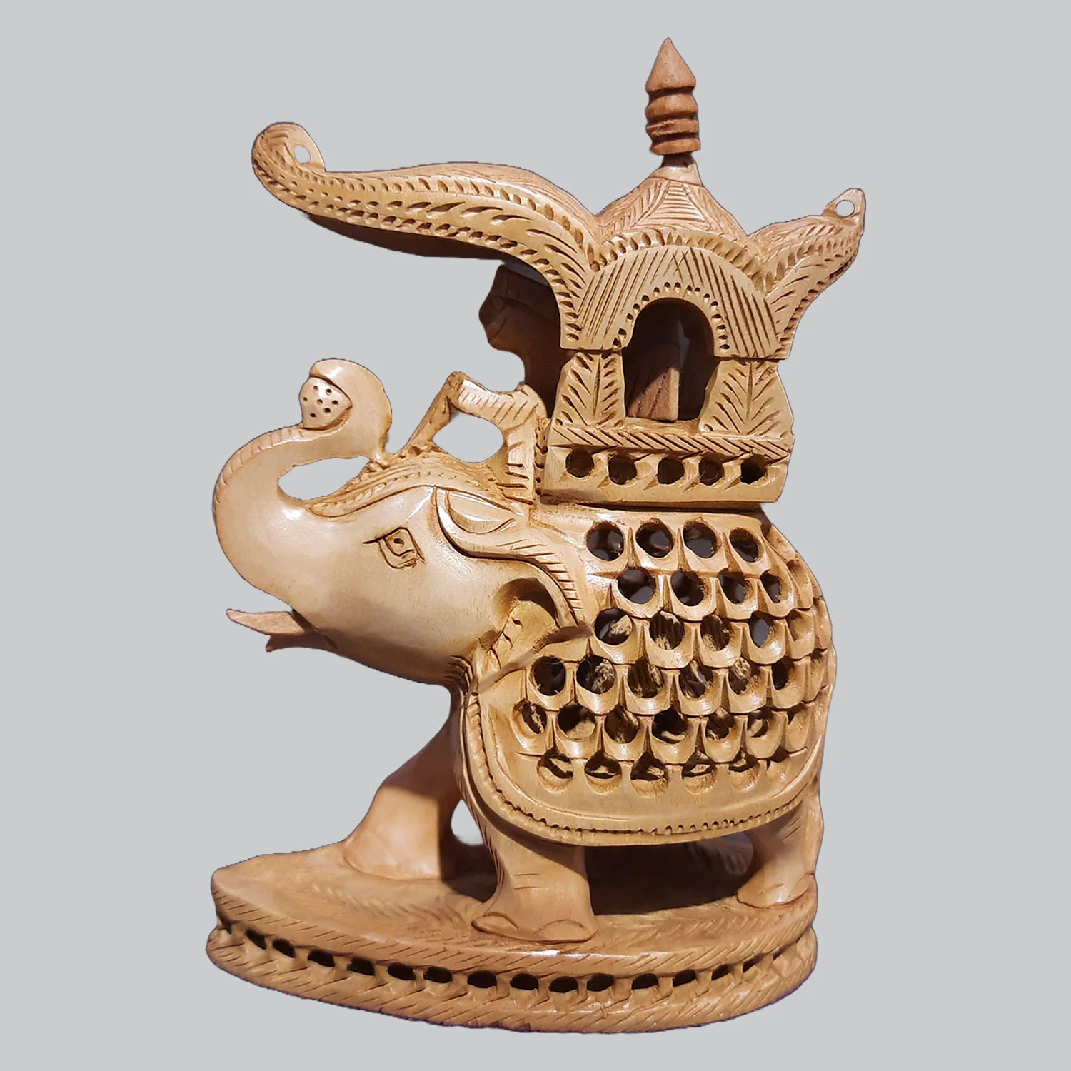 Kadam Wood Ambari Elephant with Oval Base 5 in_1 | Indian product Online Shopping Store