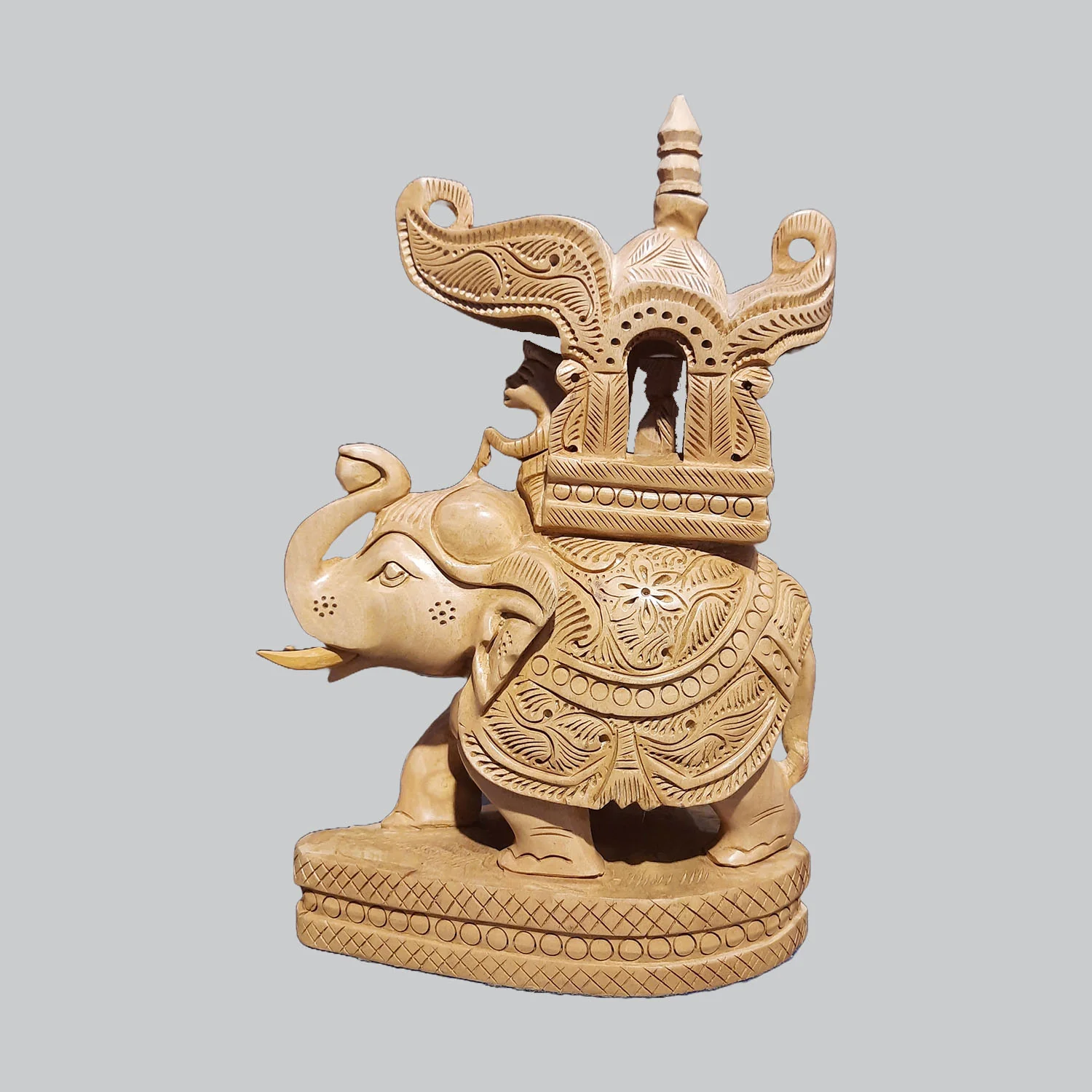 Kadam Wood Ambari Elephant with Oval Base 8 in_1 | Indian product Online Shopping Store