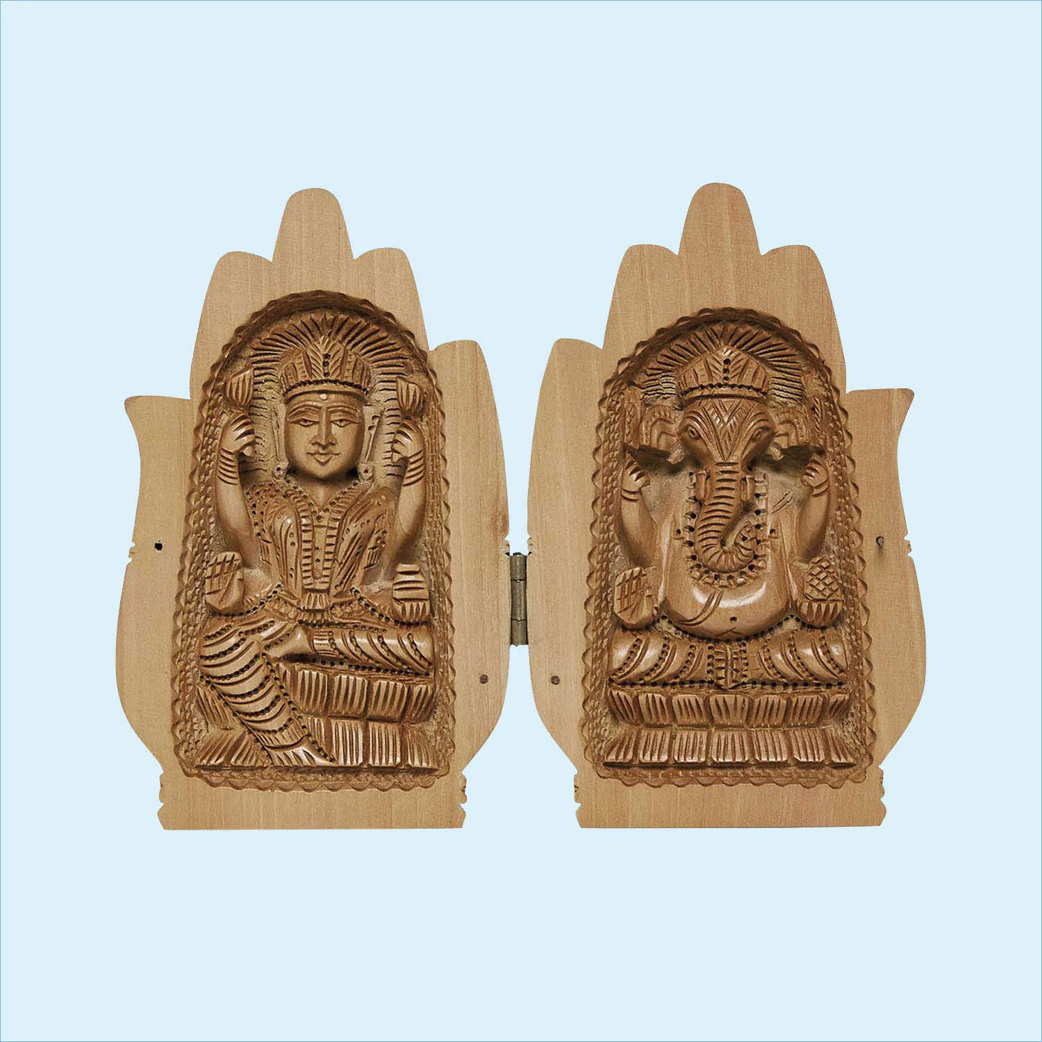 Kadam Wood Handcarved Ganesha and Laxmi in Namaste Design 5 in_1 | Indian product Online Shopping Store