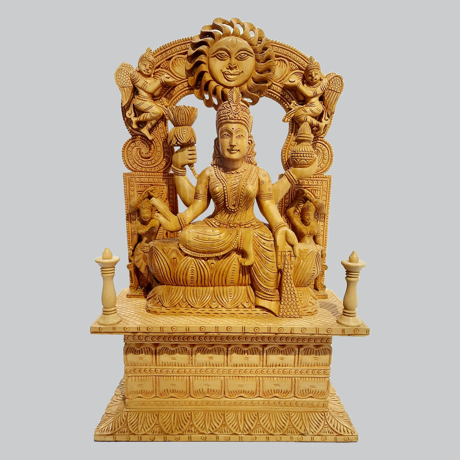 Kadam Wood Laxmi with Arch on Base 16 in_1 | Indian product Online Shopping Store