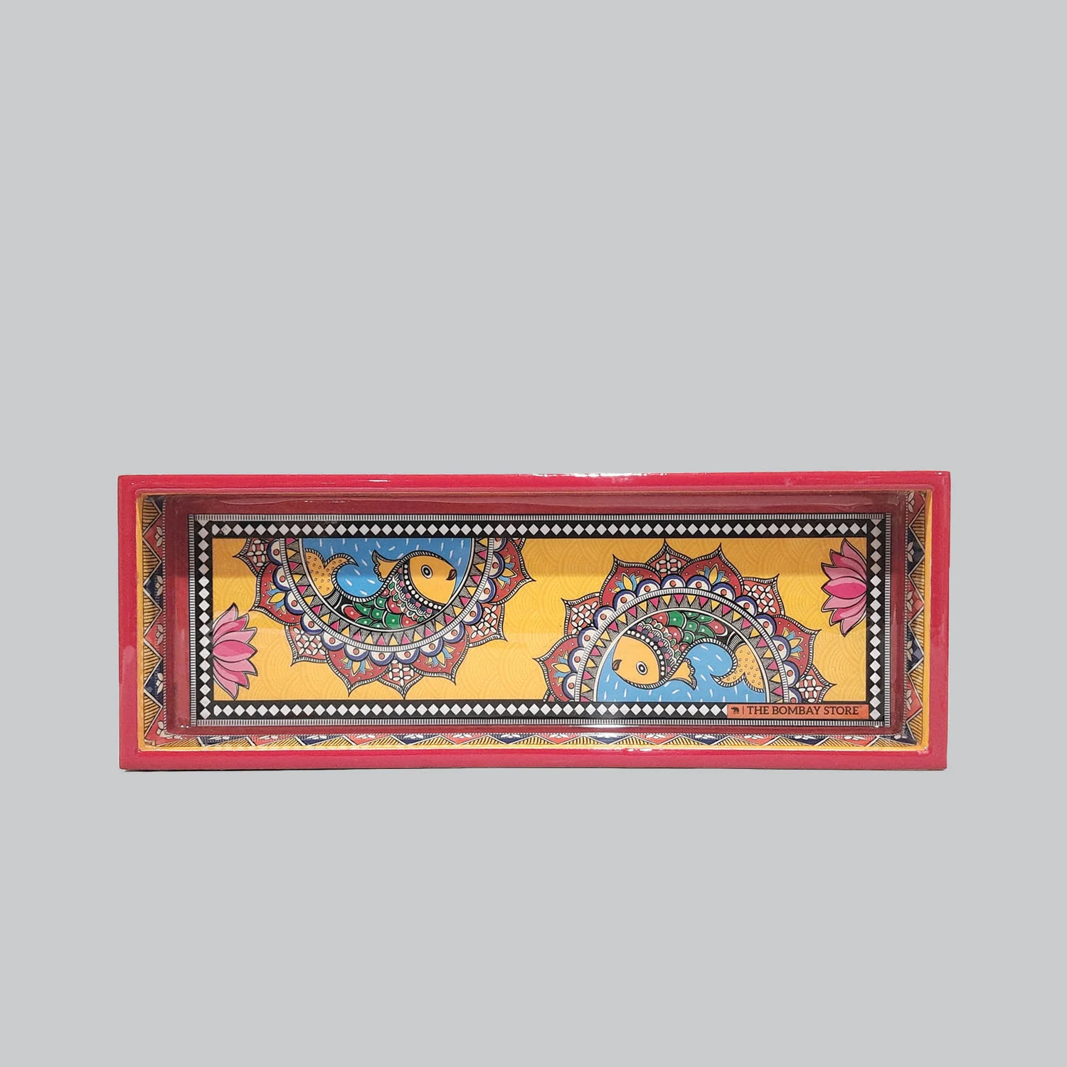 Madhubani Rectangle Enamel Pen Tray_1 | Indian product Online Shopping Store