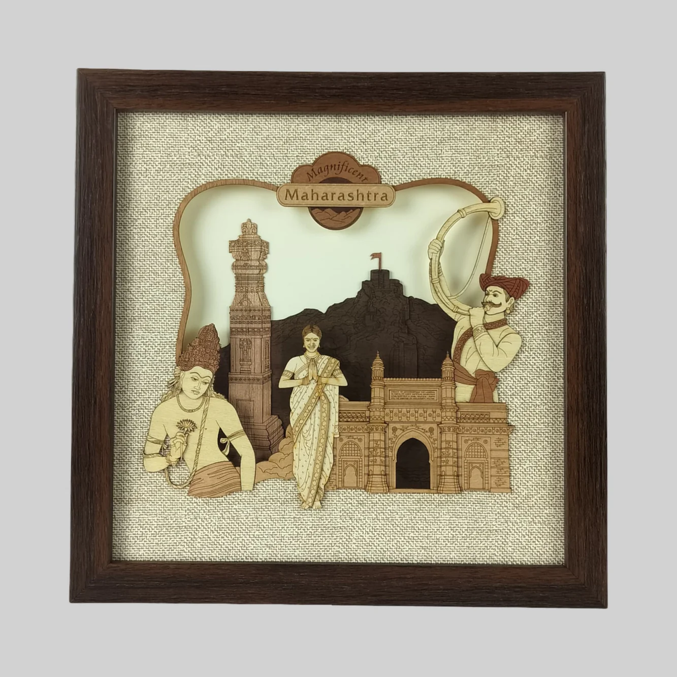 Maharashtra State Wood Art Frame 10 in x 10 in_1 | Indian product Online Shopping Store