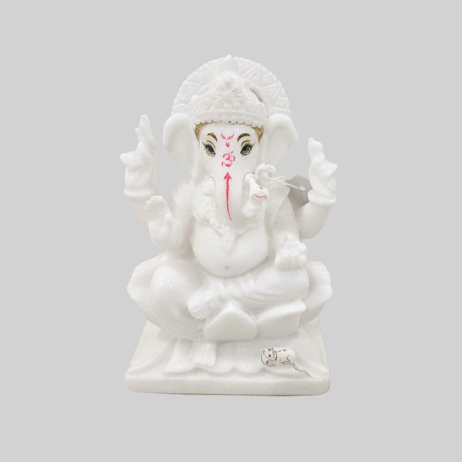 Marble Ganesha Sitting with Lotus 7 in_1 | Indian product Online Shopping Store